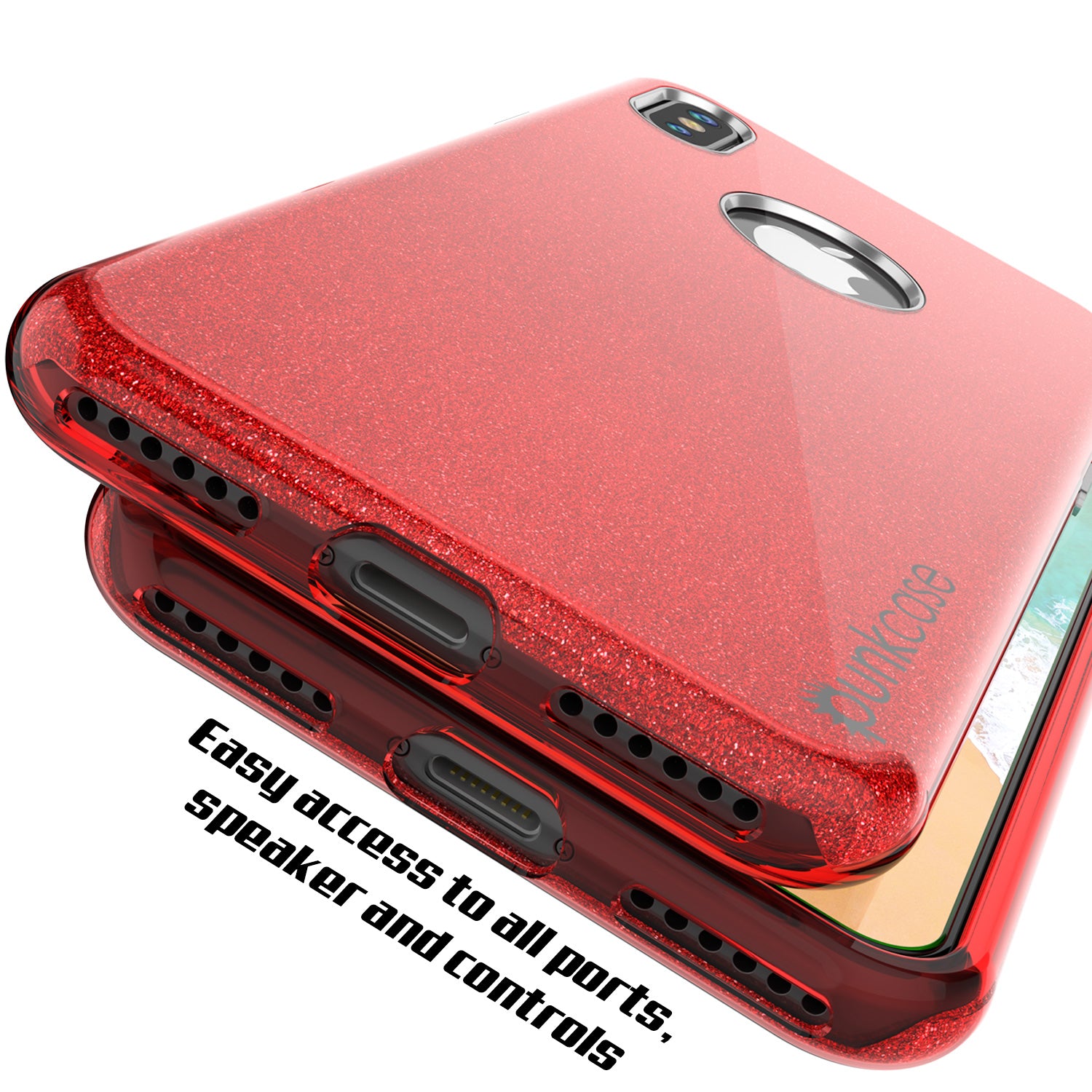 iPhone X Case, Punkcase Galactic 2.0 Series Ultra Slim w/ Tempered Glass Screen Protector | [Red]
