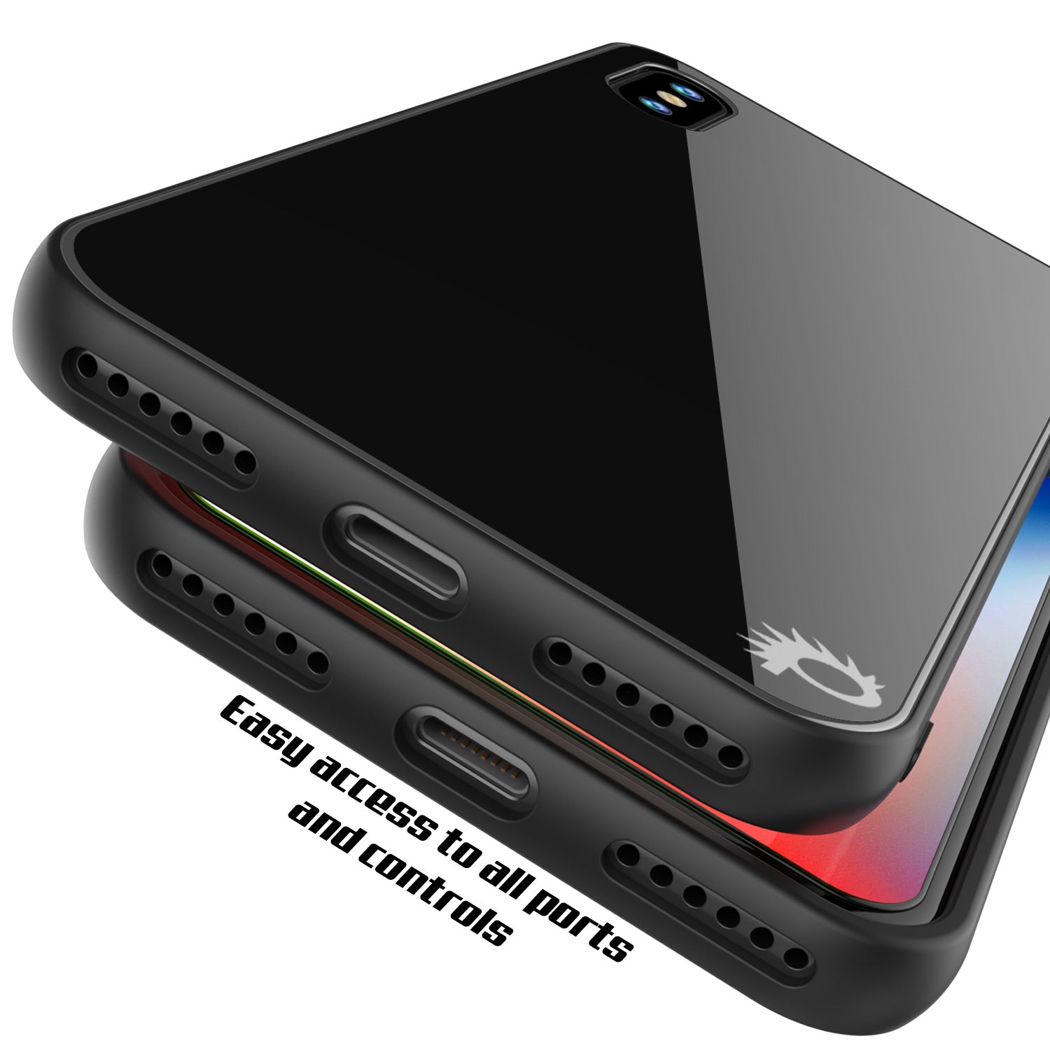 iPhone X Case, Punkcase GlassShield Ultra Thin Protective 9H Full Body Tempered Glass Cover Black
