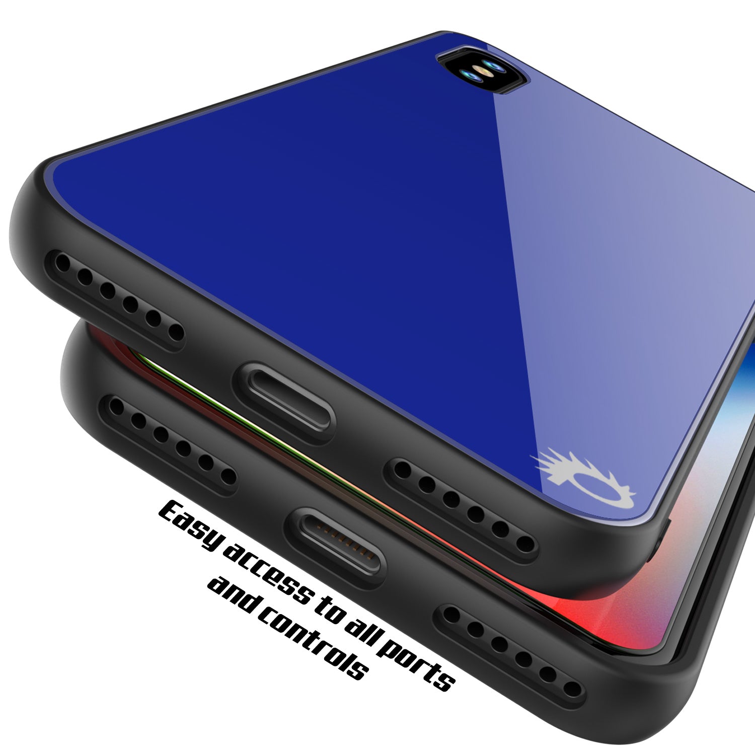 iPhone X Case, Punkcase GlassShield Ultra Thin Protective 9H Full Body Tempered Glass Cover Blue