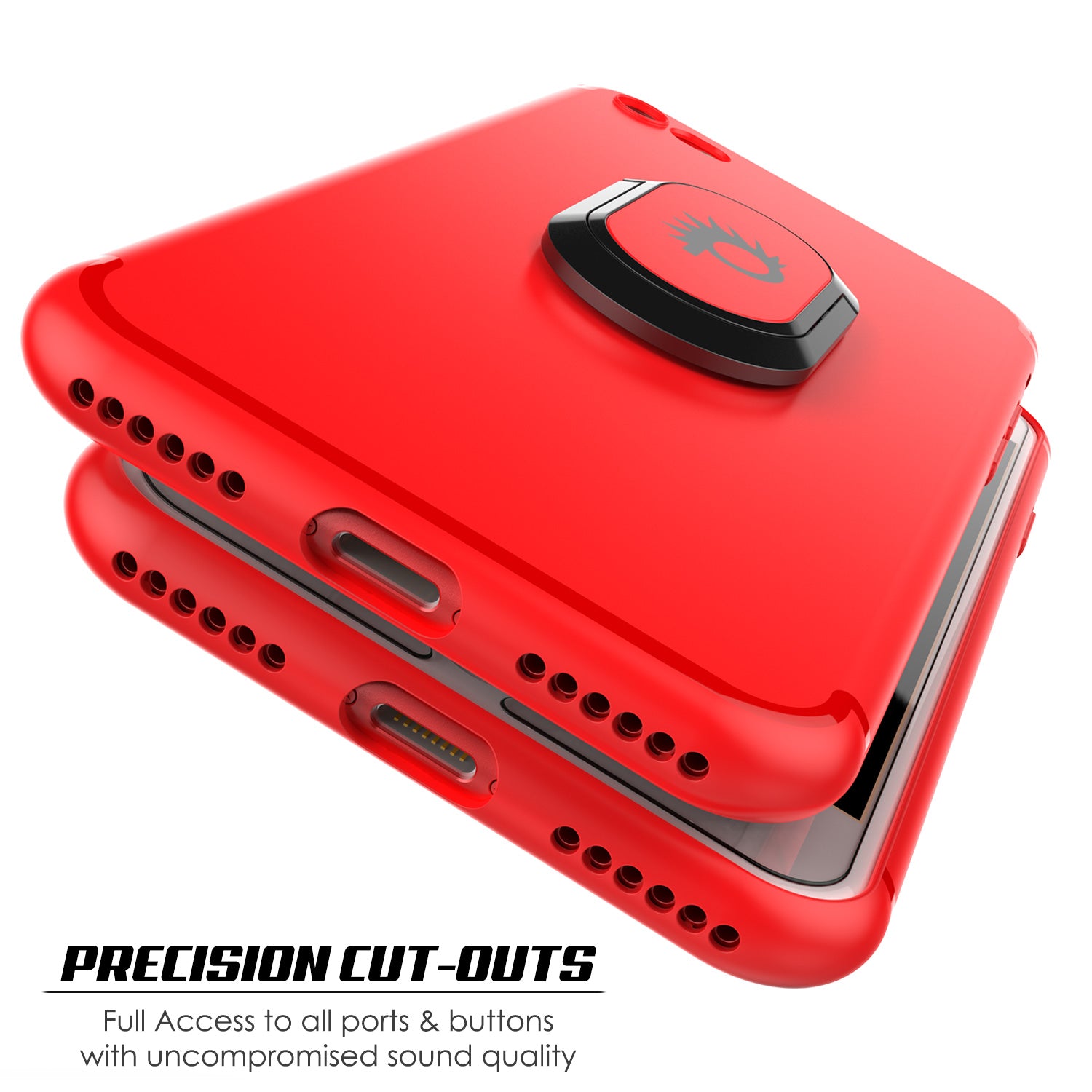 iPhone 8 Case, Punkcase Magnetix Protective TPU Cover W/ Kickstand, Tempered Glass Screen Protector [Red]