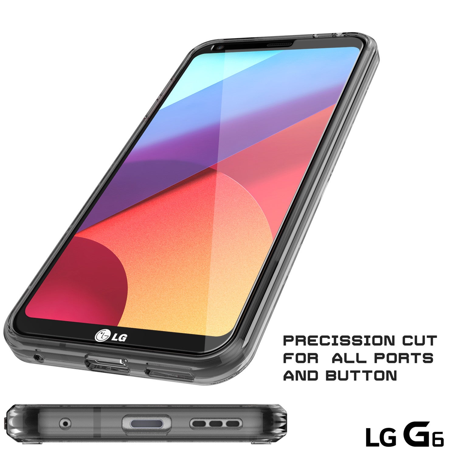 LG G6 Case Punkcase® LUCID 2.0 Crystal Black Series w/ PUNK SHIELD Screen Protector | Ultra Fit