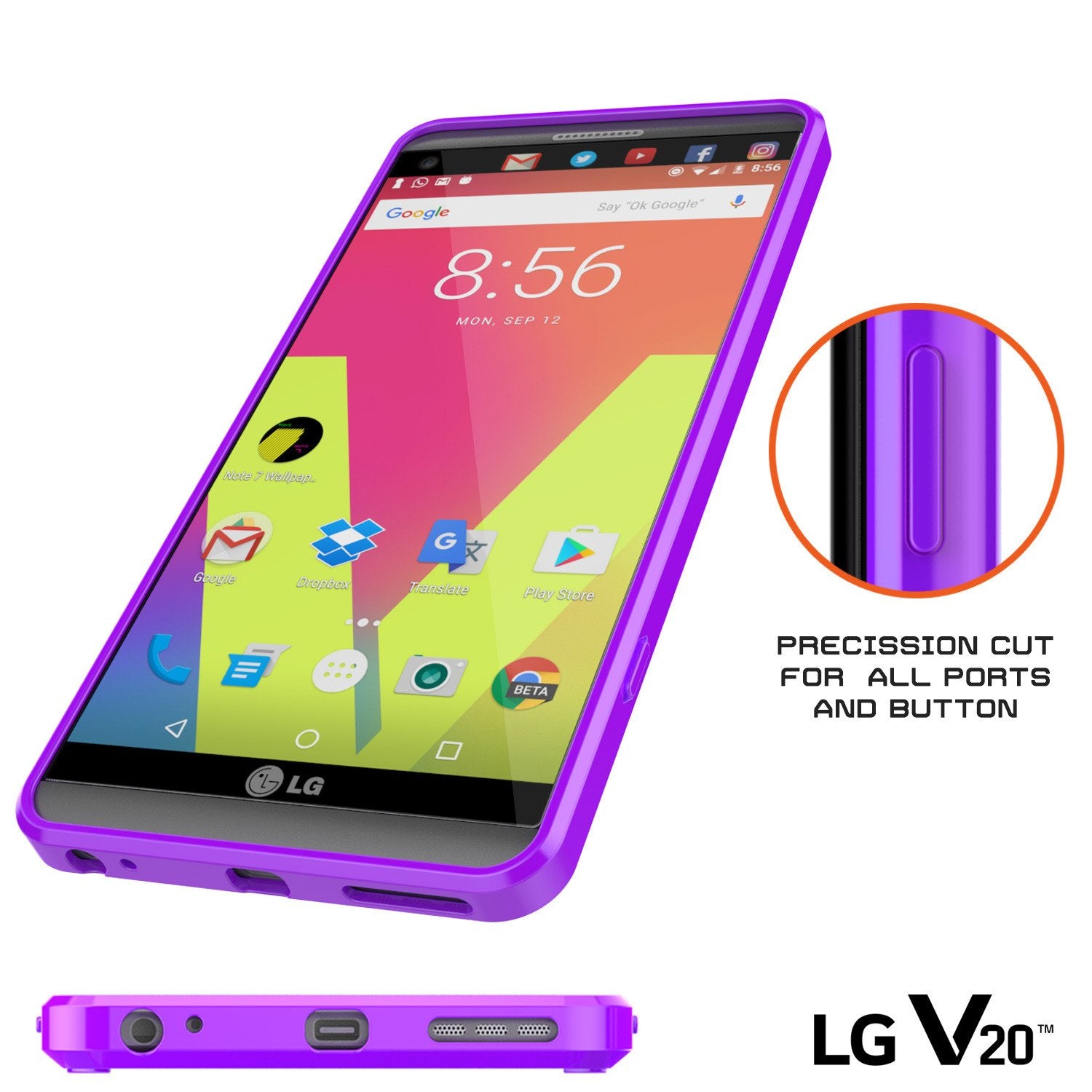 LG v40 Case Punkcase® LUCID 2.0 Purple Series w/ PUNK SHIELD Glass Screen Protector | Ultra Fit