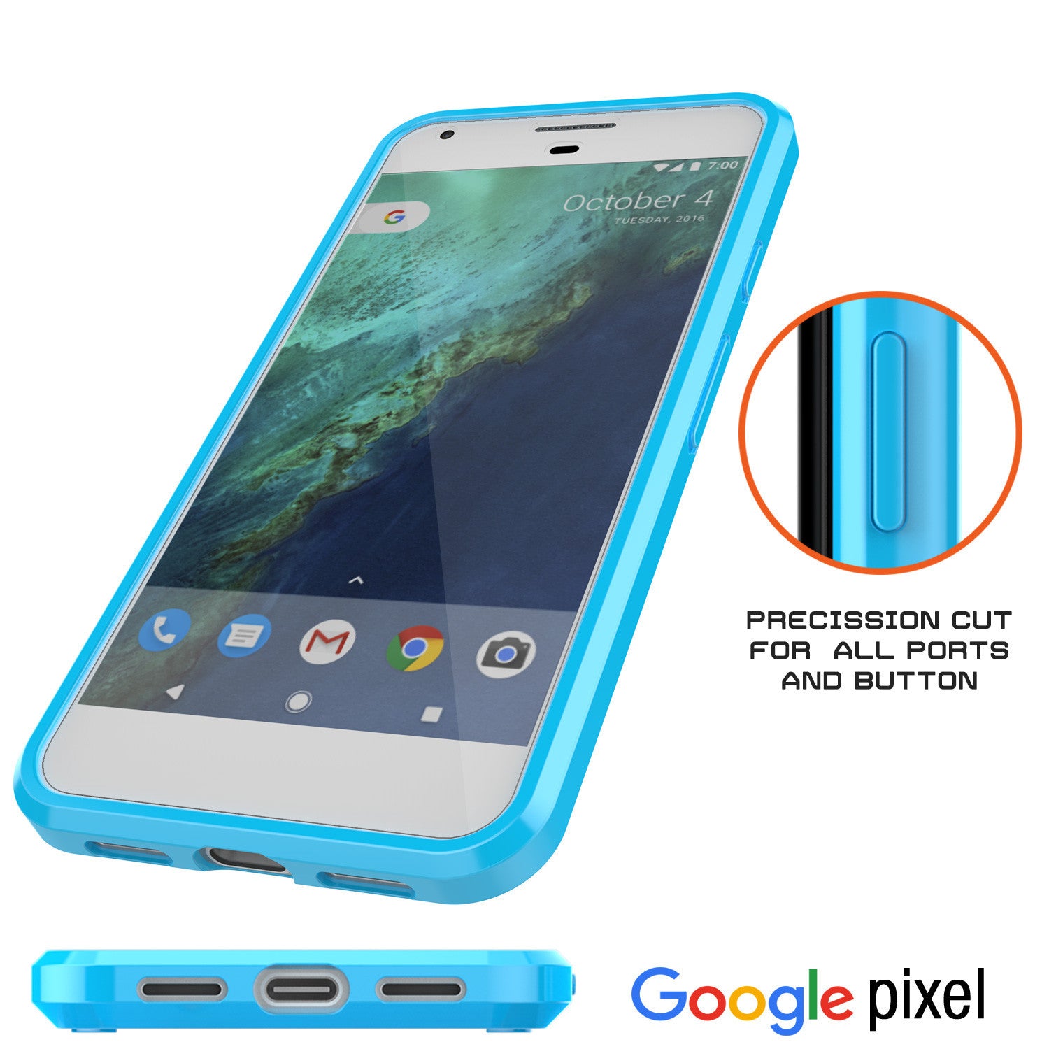 Google Pixel XL Case Punkcase® LUCID 2.0 Light Blue Series w/ PUNK SHIELD Glass Screen Protector | Ultra Fit