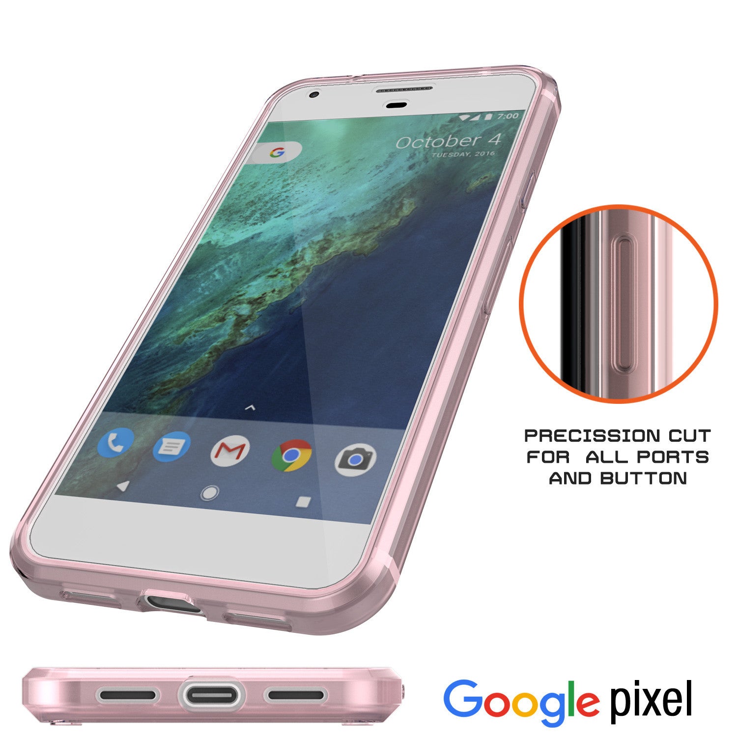Google Pixel XL Case Punkcase® LUCID 2.0 Crystal Pink Series w/ PUNK SHIELD Glass Screen Protector | Ultra Fit