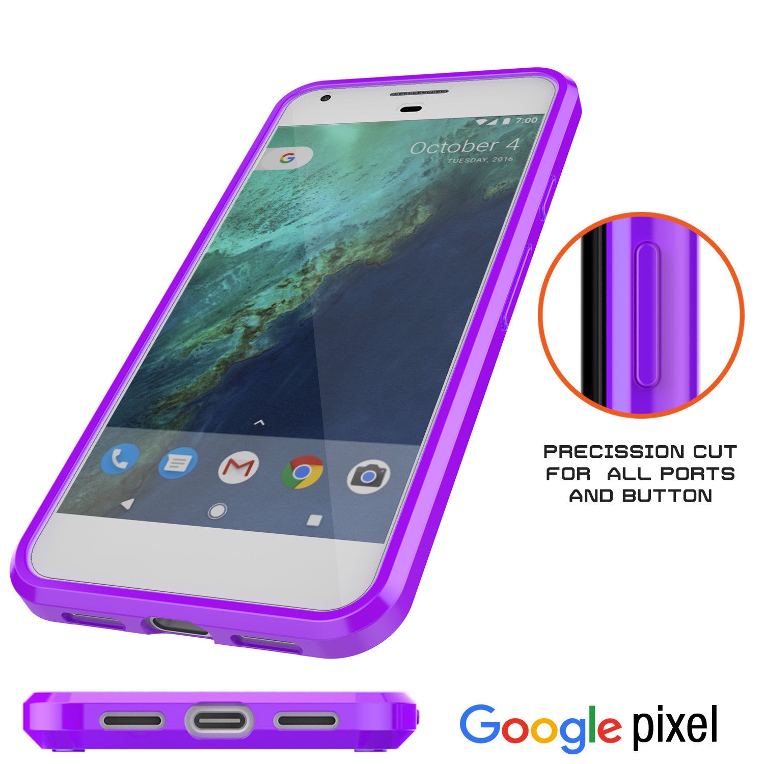 Google Pixel XL Case Punkcase® LUCID 2.0 Purple Series w/ PUNK SHIELD Glass Screen Protector | Ultra Fit