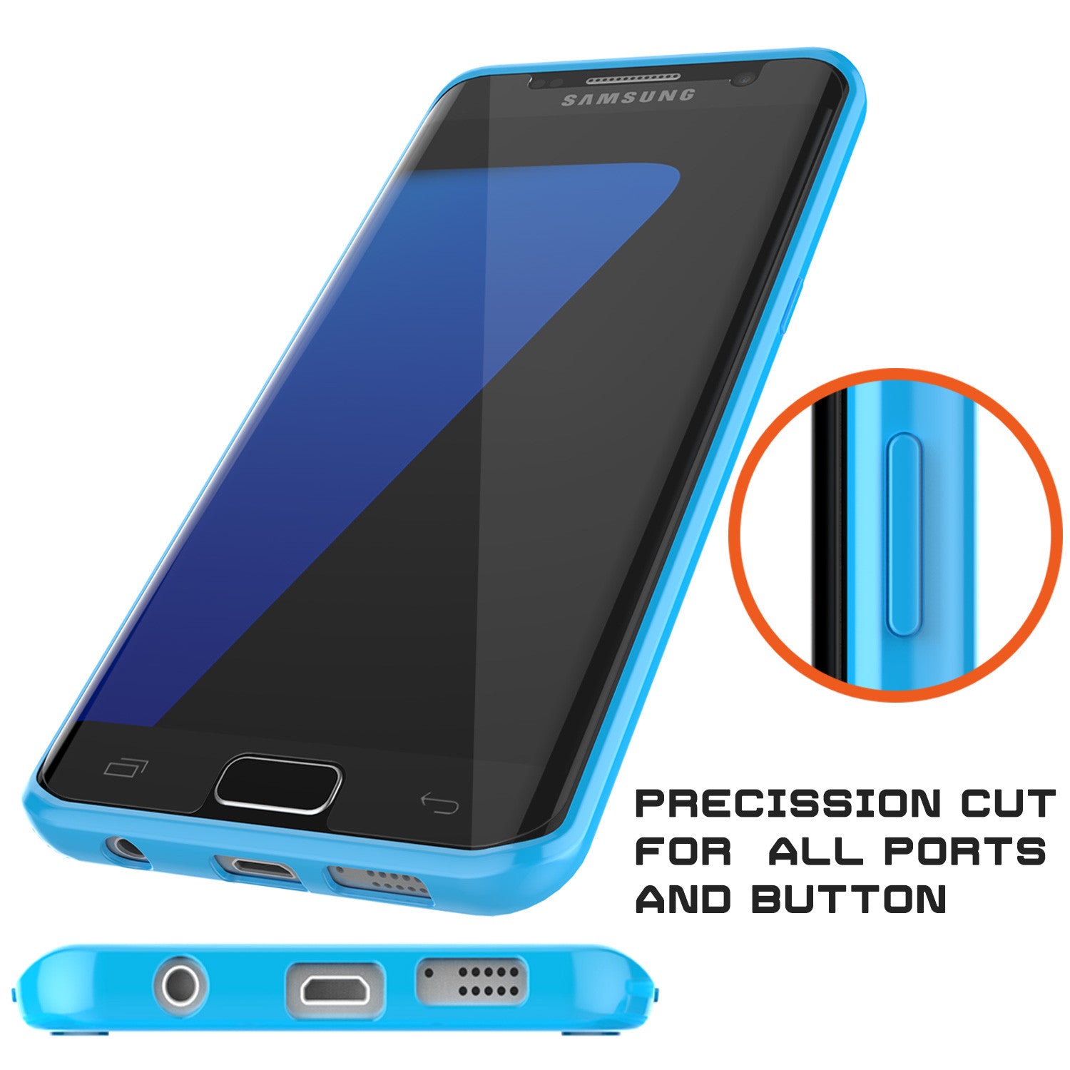 S7 Edge Case Punkcase® LUCID 2.0 Light Blue Series w/ PUNK SHIELD Screen Protector | Ultra Fit