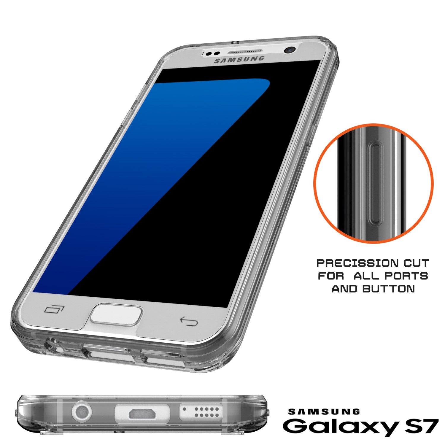 S7 Case Punkcase® LUCID 2.0 Crystal Black Series w/ PUNK SHIELD Glass Screen Protector | Ultra Fit