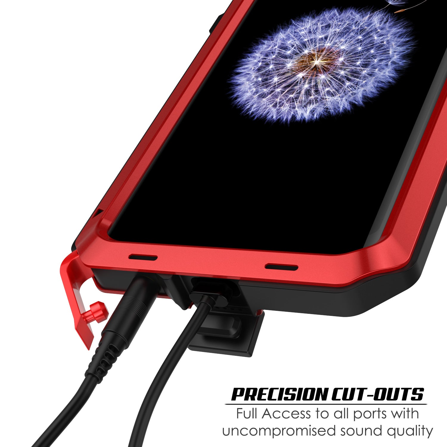 Galaxy S9 Plus Metal Case, Heavy Duty Military Grade Rugged Armor Cover [Red]