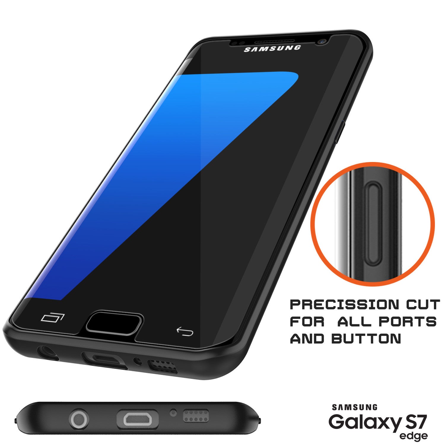 Galaxy S7 Edge Case [MASK Series] [BLACK] Full Body Hybrid Dual Layer TPU Cover W/ Protective PUNKSHIELD Screen Protector