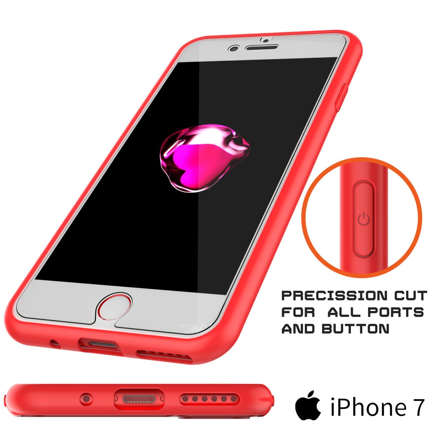 iPhone 8 Case [MASK Series] [RED] Full Body Hybrid Dual Layer TPU Cover W/ protective Tempered Glass Screen Protector