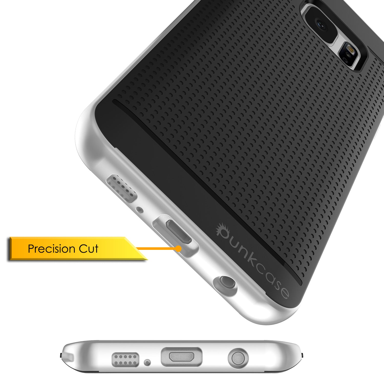 Galaxy S7 Edge Case, PunkCase STEALTH Silver Series Hybrid 3-Piece Shockproof Dual Layer Cover