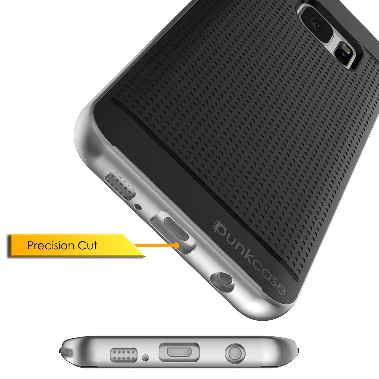 Galaxy S7 Edge Case, PunkCase STEALTH Grey Series Hybrid 3-Piece Shockproof Dual Layer Cover