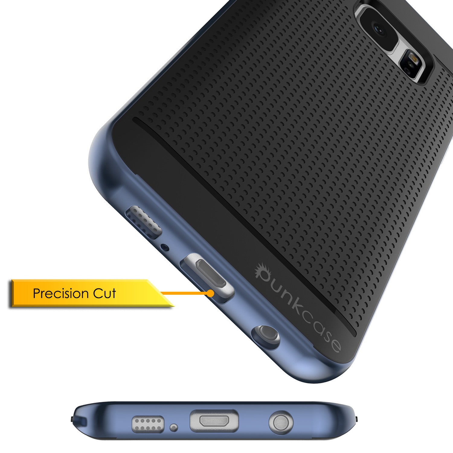 Galaxy S7 Edge Case, PunkCase STEALTH Navy Blue Series Hybrid 3-Piece Shockproof Dual Layer Cover