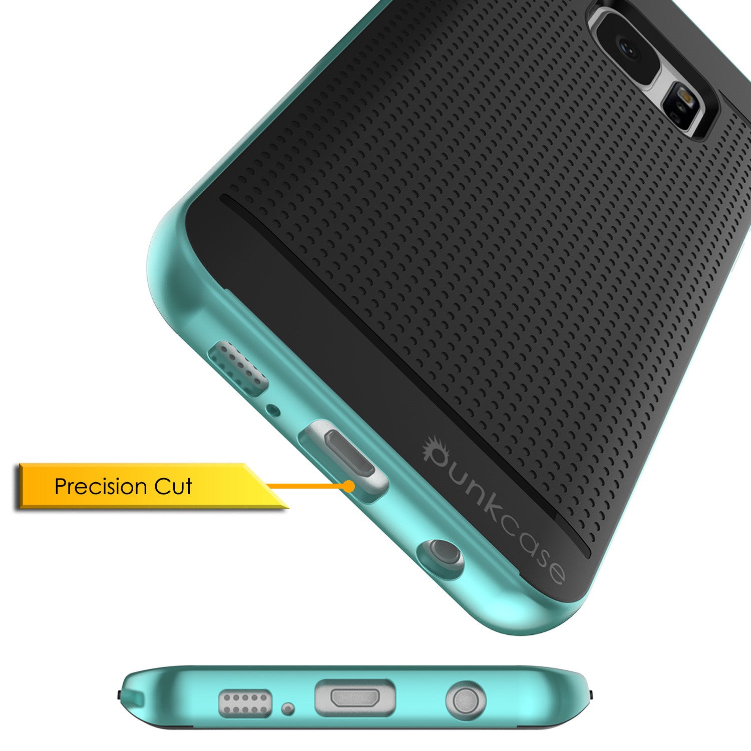 Galaxy S7 Edge Case, PunkCase STEALTH Teal Series Hybrid 3-Piece Shockproof Dual Layer Cover