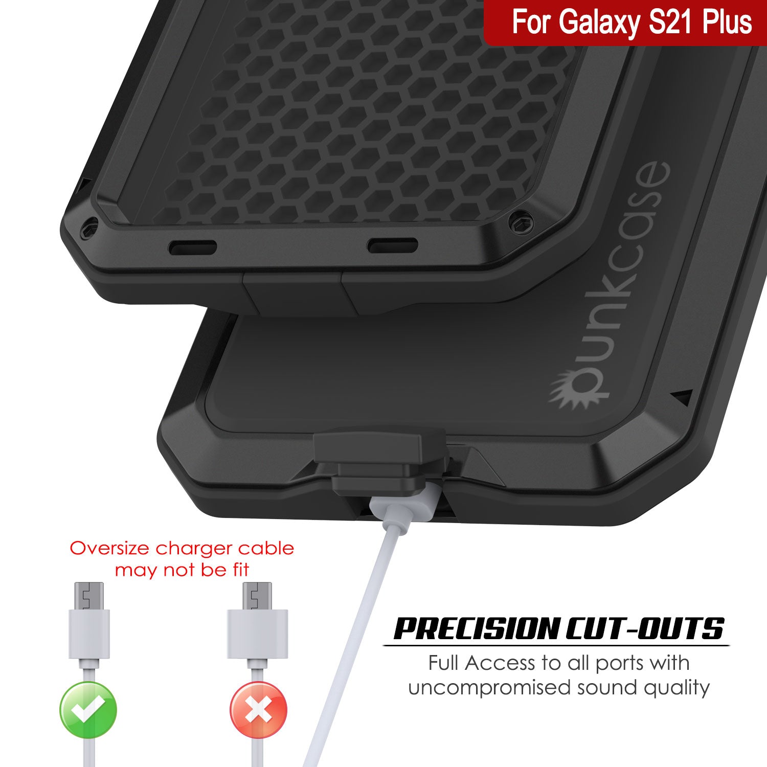 Galaxy S21+ Plus Metal Case, Heavy Duty Military Grade Rugged Armor Cover [Black]