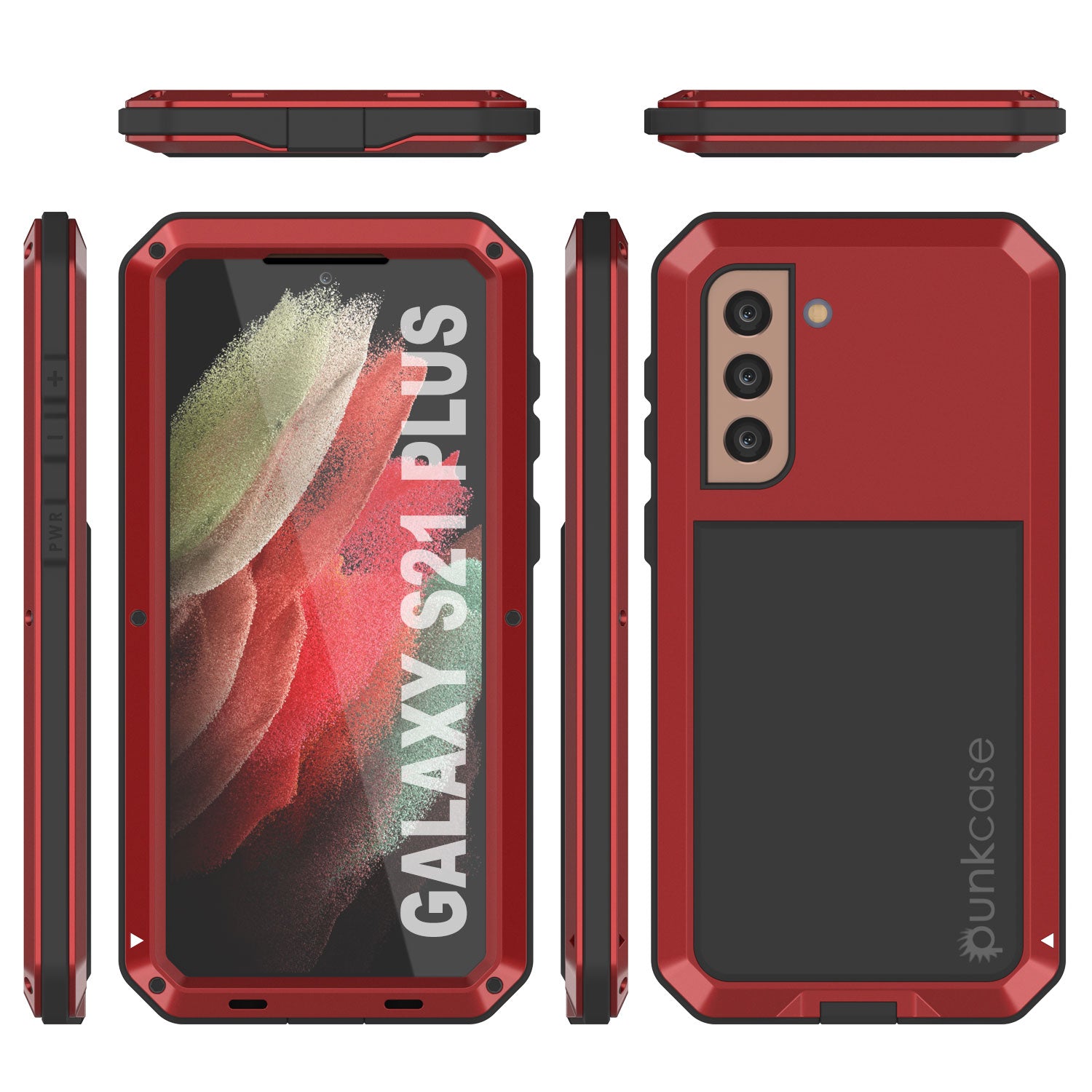 Galaxy S21+ Plus Metal Case, Heavy Duty Military Grade Rugged Armor Cover [Red]