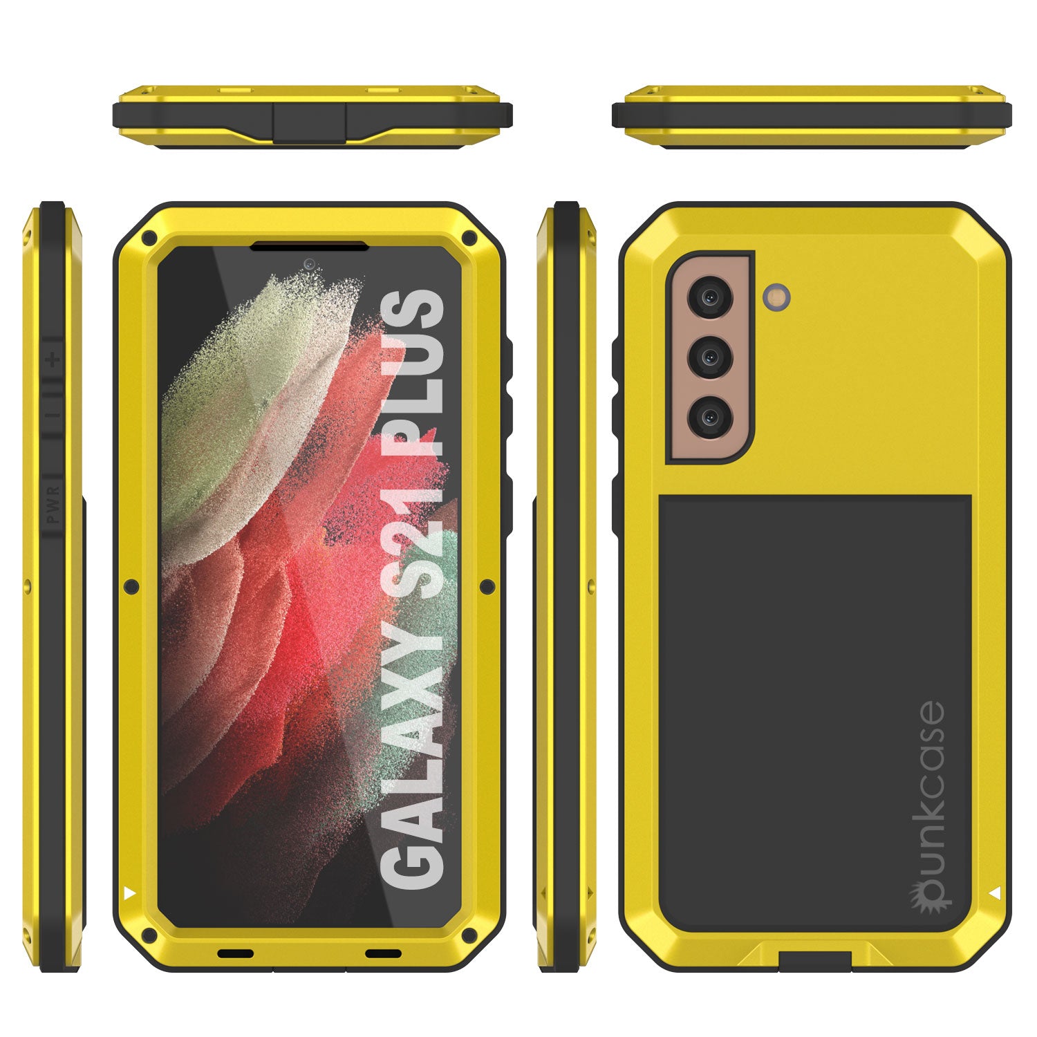 Galaxy S21+ Plus Metal Case, Heavy Duty Military Grade Rugged Armor Cover [Neon]