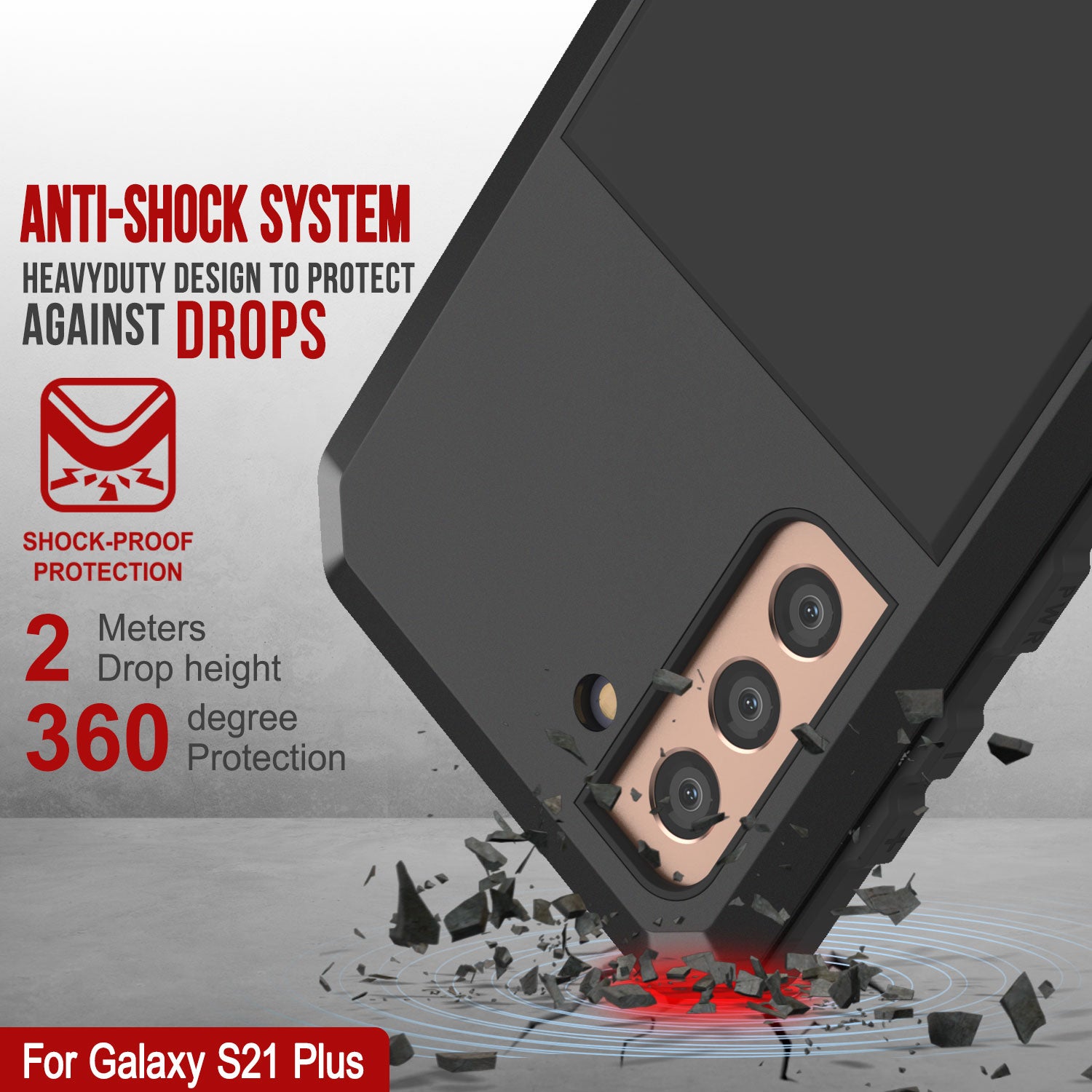 Galaxy S21+ Plus Metal Case, Heavy Duty Military Grade Rugged Armor Cover [Black]