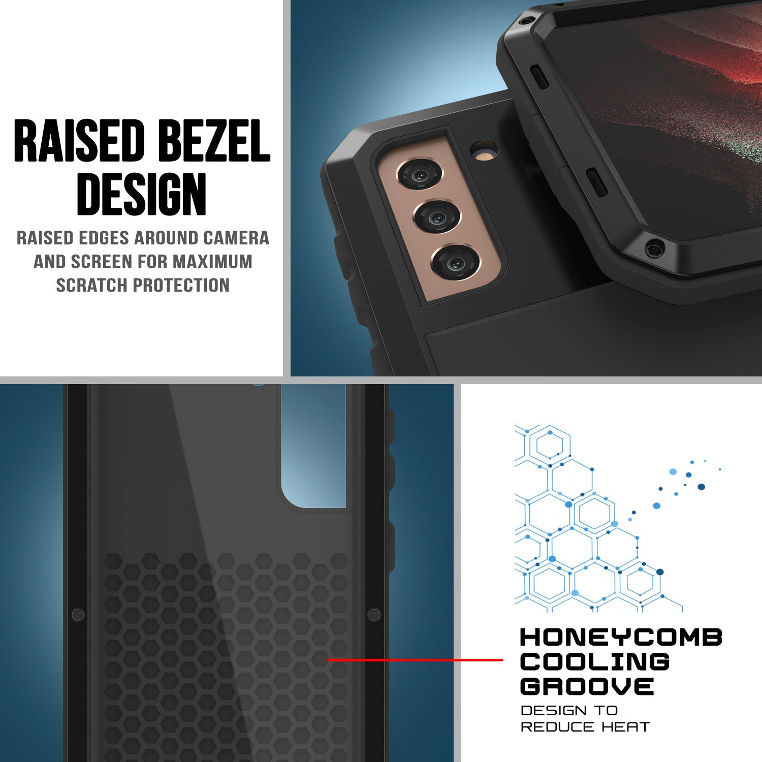 Galaxy S21+ Plus Metal Case, Heavy Duty Military Grade Rugged Armor Cover [Black]