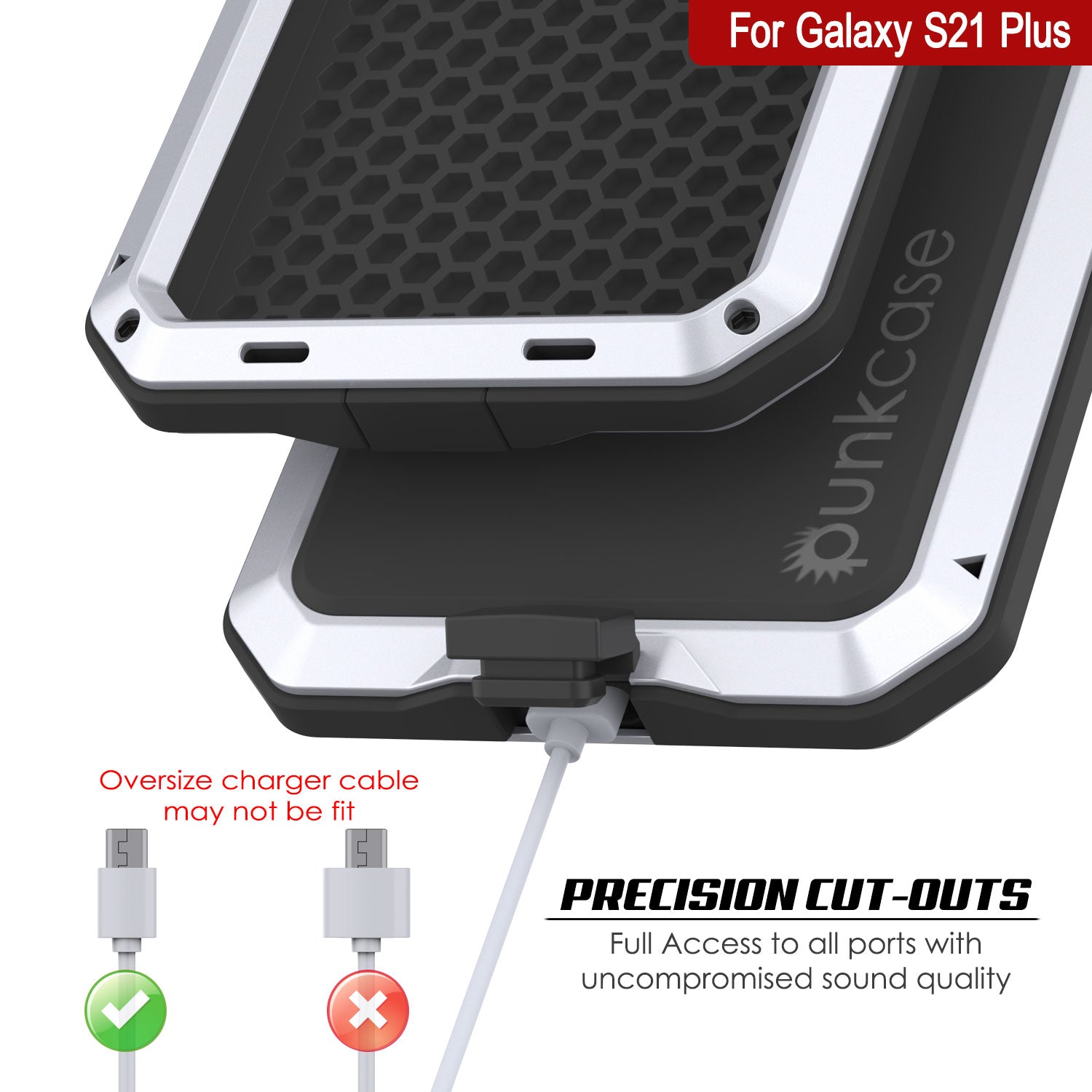 Galaxy S21+ Plus Metal Case, Heavy Duty Military Grade Rugged Armor Cover [White]