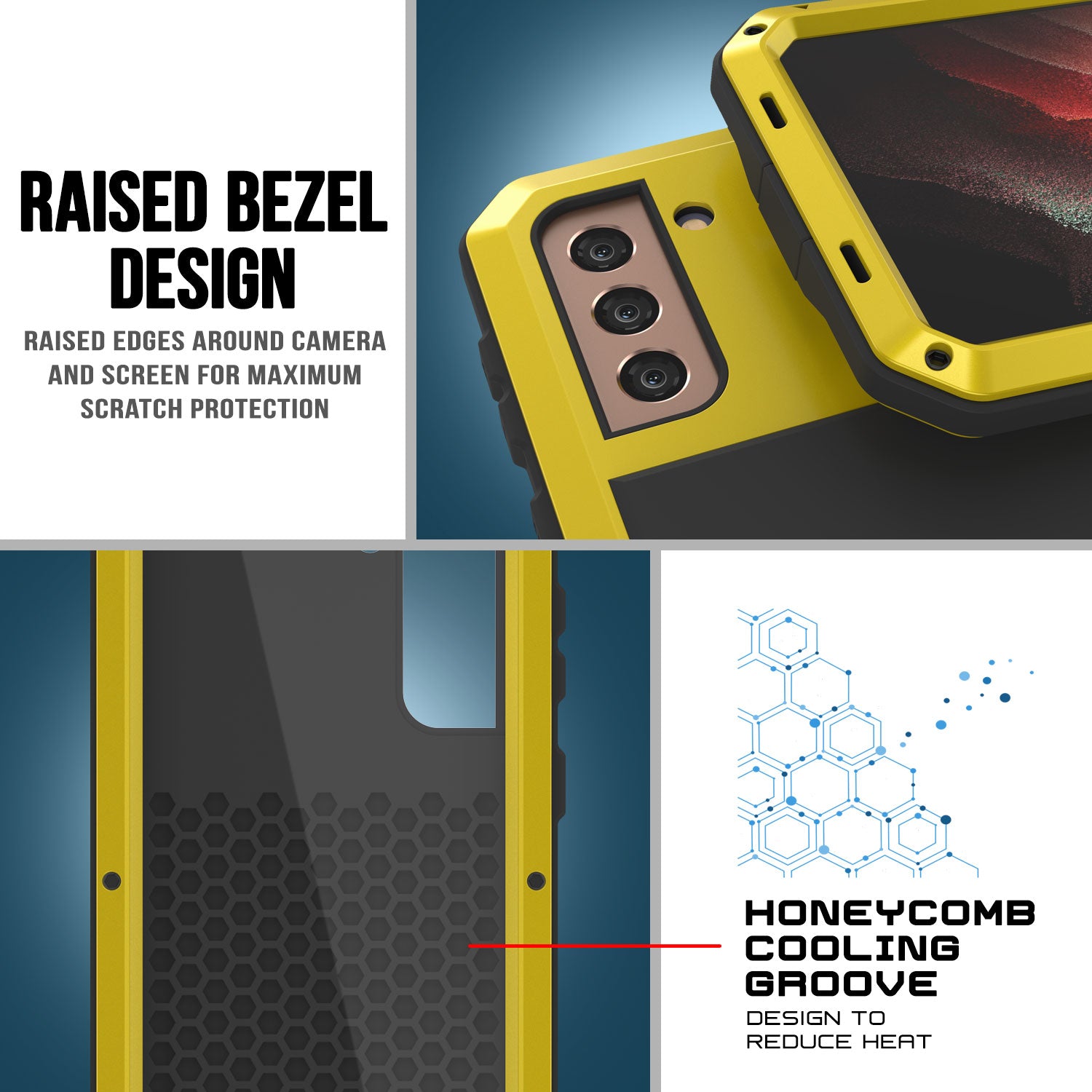 Galaxy S21+ Plus Metal Case, Heavy Duty Military Grade Rugged Armor Cover [Neon]