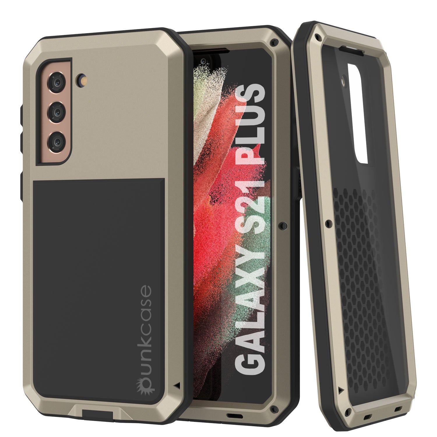 Galaxy S21+ Plus Metal Case, Heavy Duty Military Grade Rugged Armor Cover [Gold]