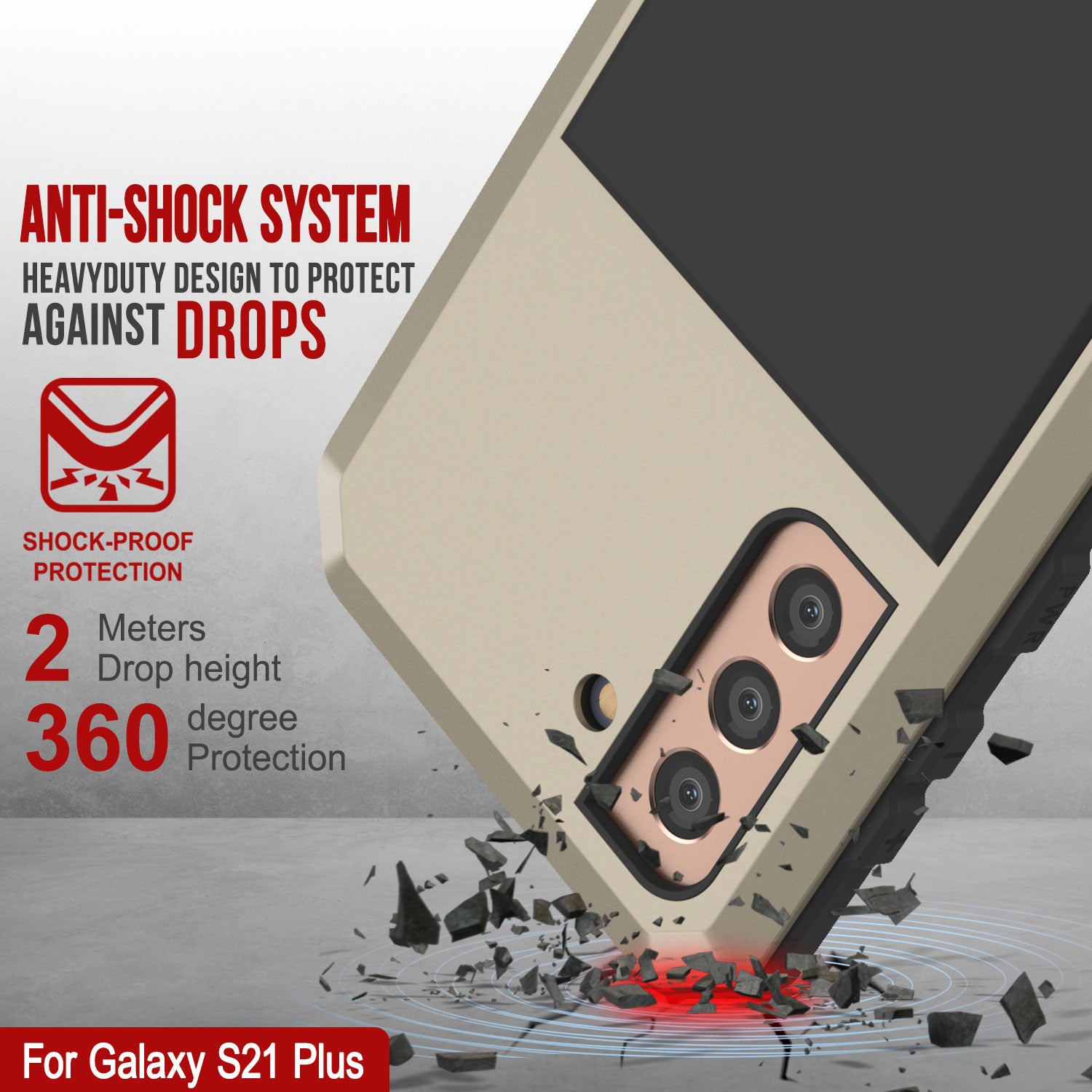 Galaxy S21+ Plus Metal Case, Heavy Duty Military Grade Rugged Armor Cover [Gold]