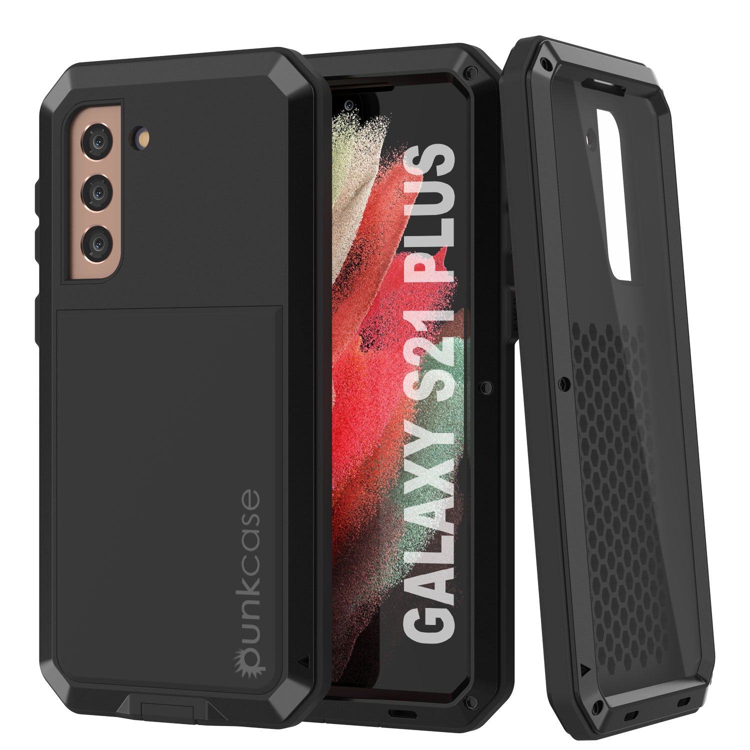 Galaxy S21+ Plus Metal Case, Heavy Duty Military Grade Rugged Armor Cover [Black]