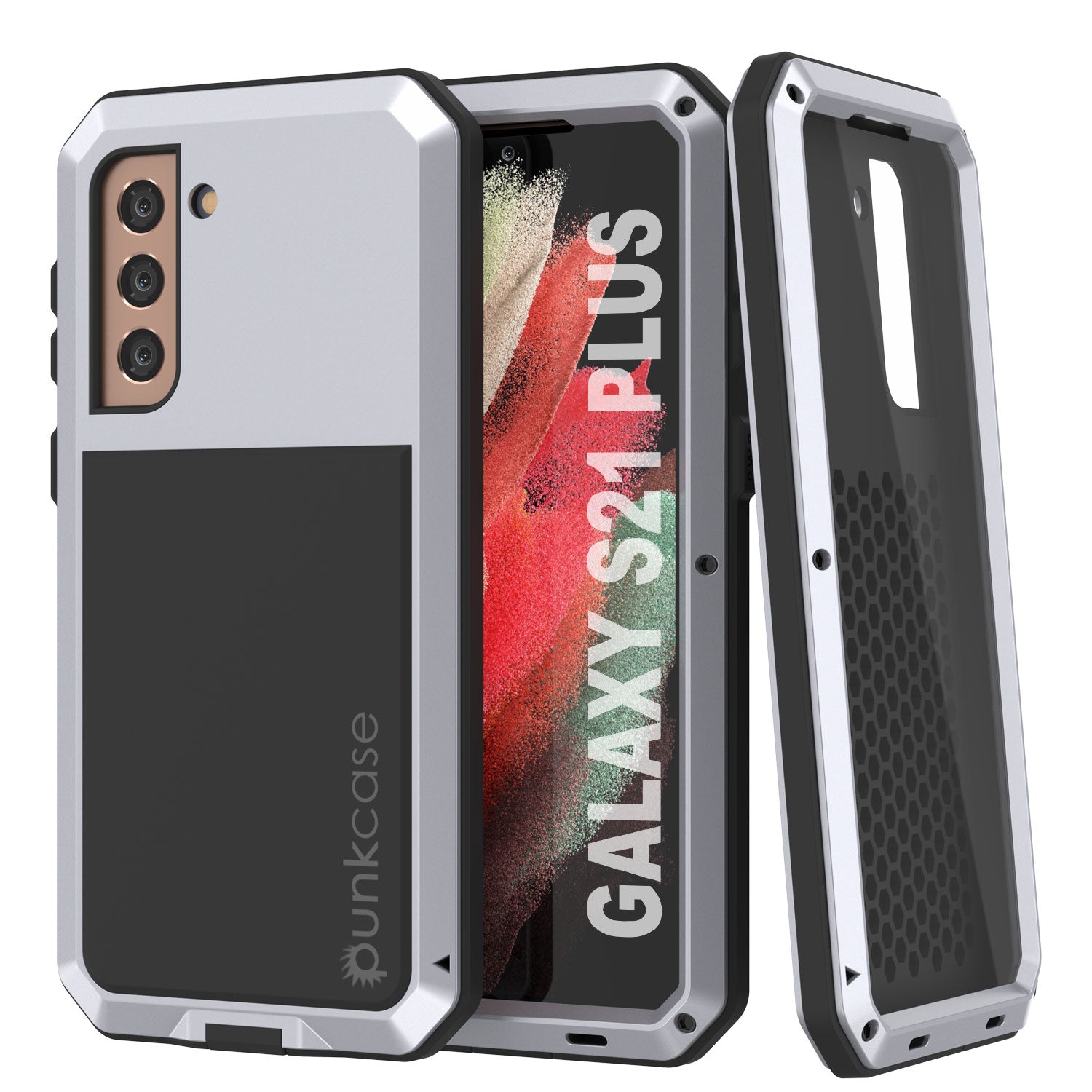 Galaxy S21+ Plus Metal Case, Heavy Duty Military Grade Rugged Armor Cover [White]