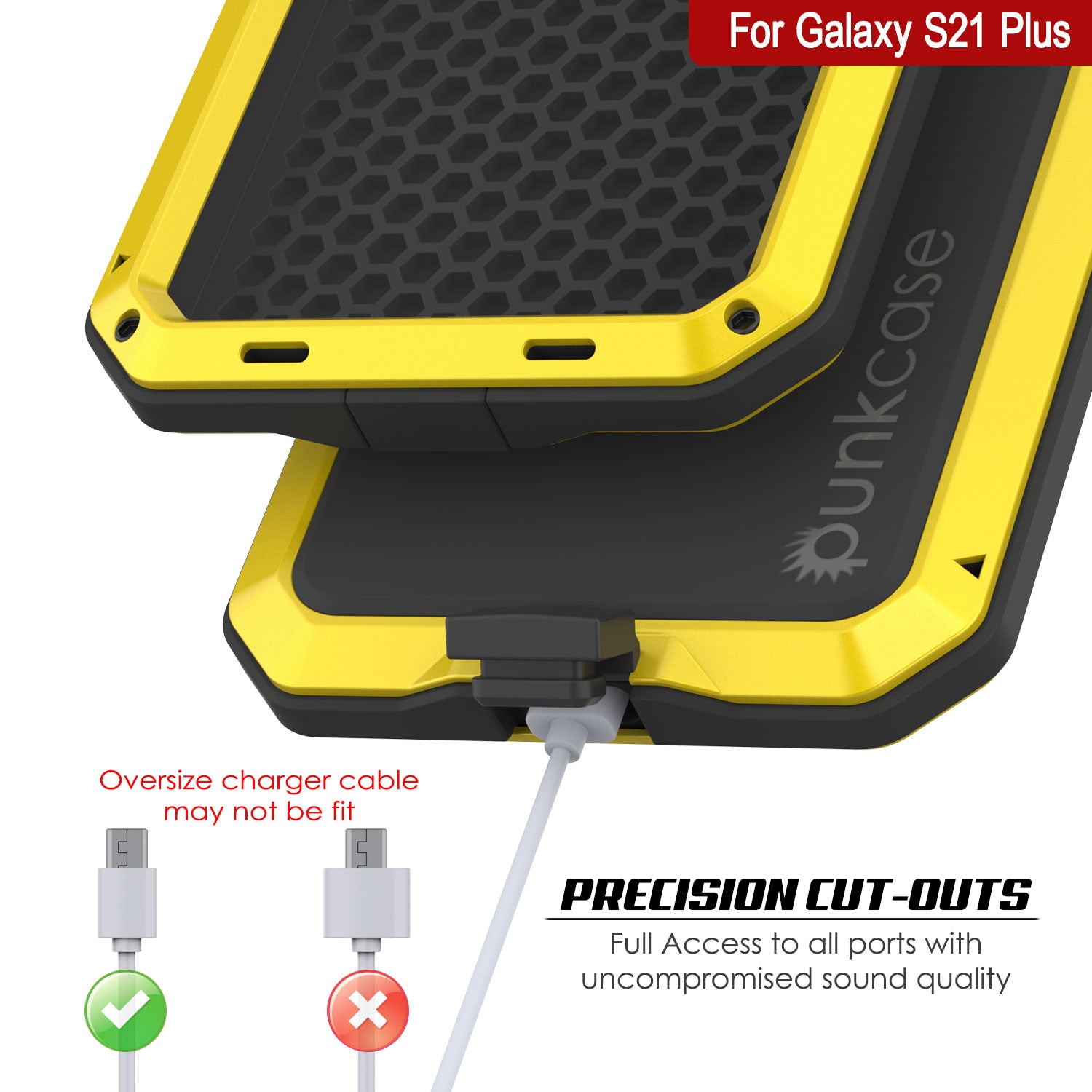 Galaxy S21+ Plus Metal Case, Heavy Duty Military Grade Rugged Armor Cover [Neon]