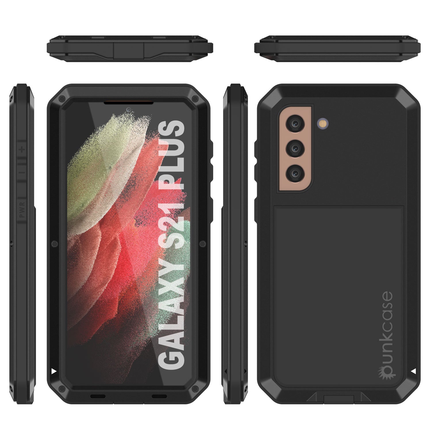 Galaxy S21+ Plus Metal Case, Heavy Duty Military Grade Rugged Armor Cover [Black]