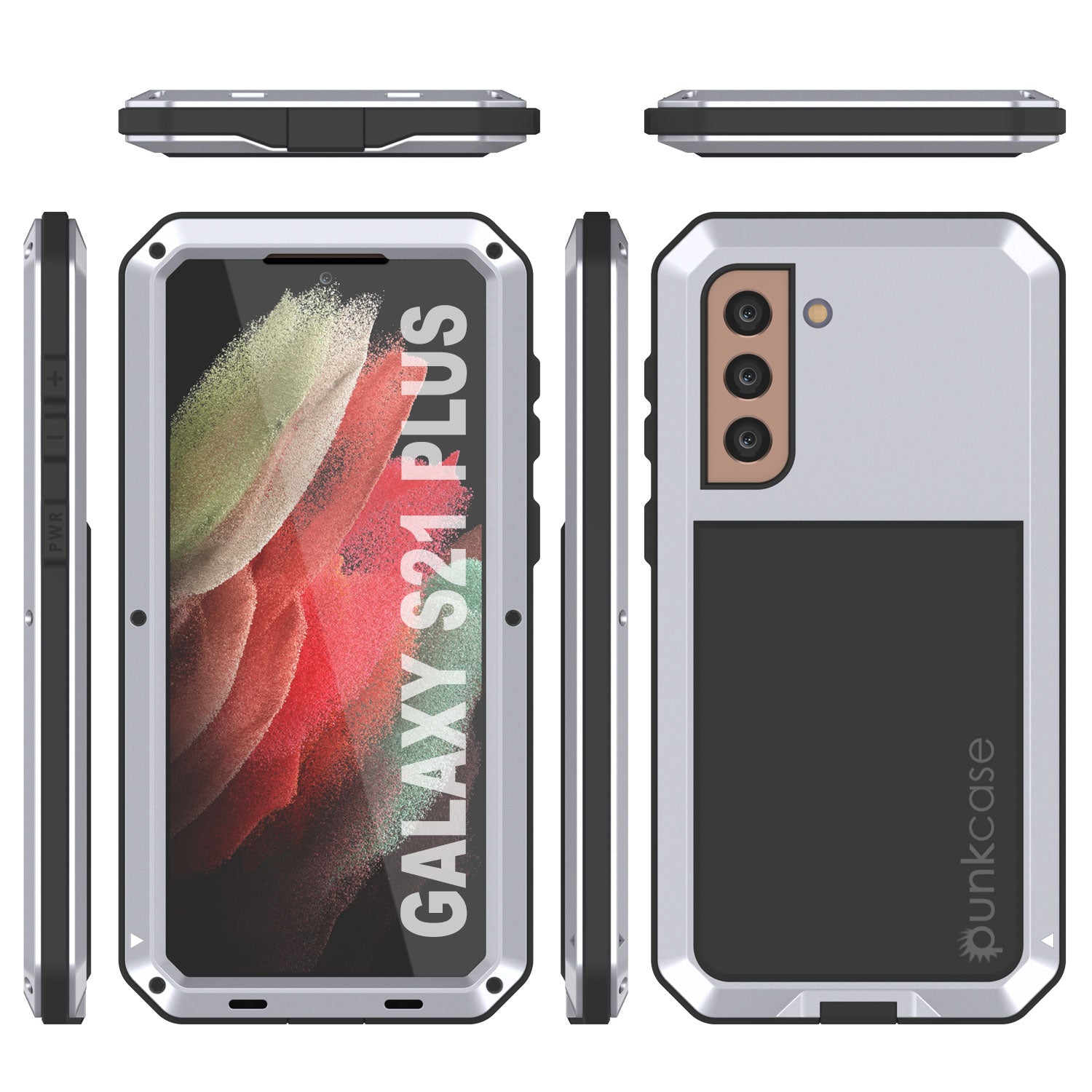 Galaxy S21+ Plus Metal Case, Heavy Duty Military Grade Rugged Armor Cover [White]