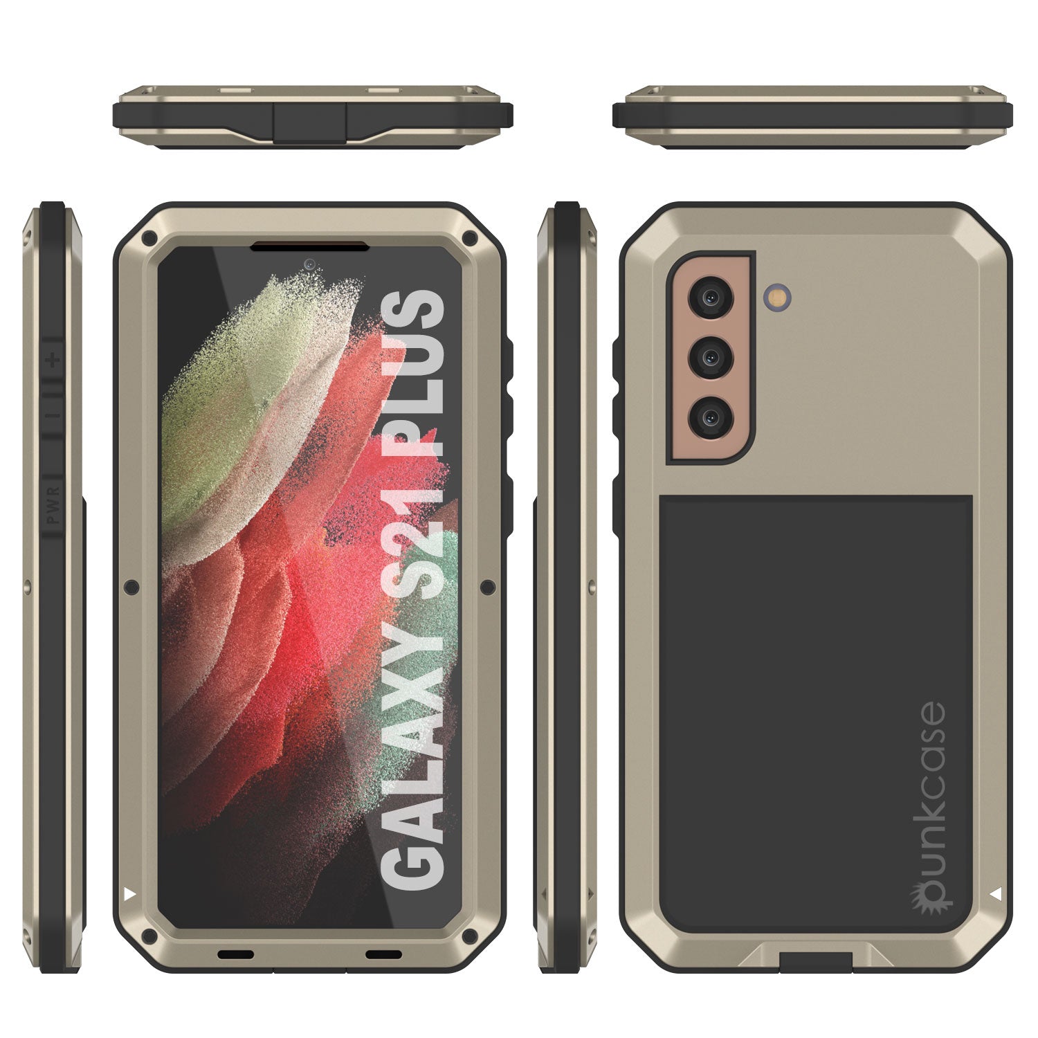 Galaxy S21+ Plus Metal Case, Heavy Duty Military Grade Rugged Armor Cover [Gold]