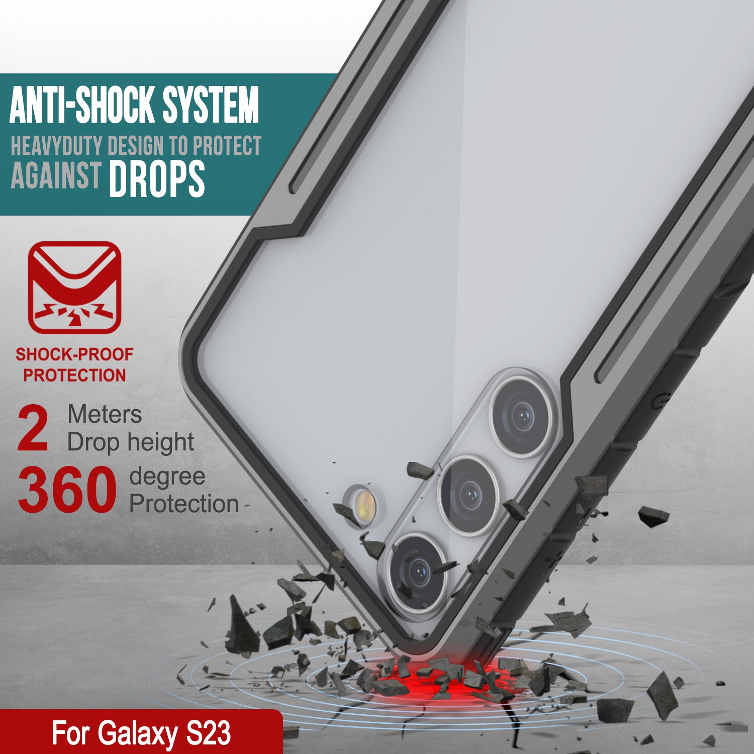 Punkcase S23 Armor Stealth Case Protective Military Grade Multilayer Cover [Grey-Black]