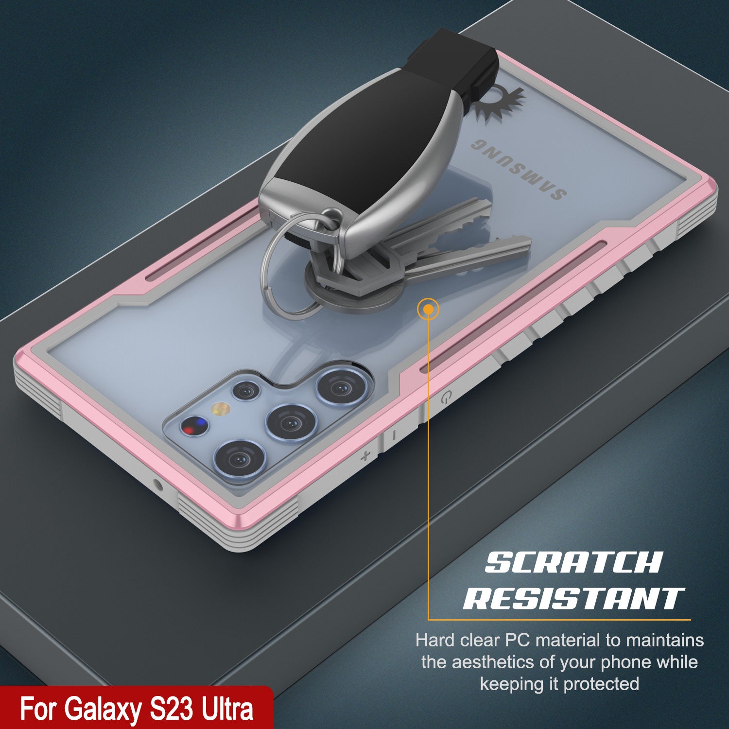 Punkcase S23 Ultra Armor Stealth Case Protective Military Grade Multilayer Cover [Rose-Gold]