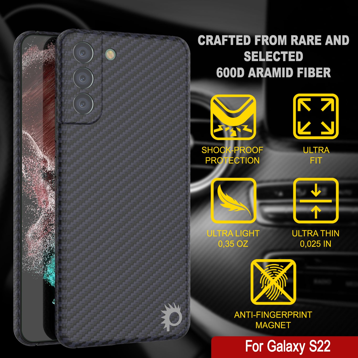 Punkcase S22 Carbon Fiber Case [AramidShield Series] Ultra Slim & Light Kevlar