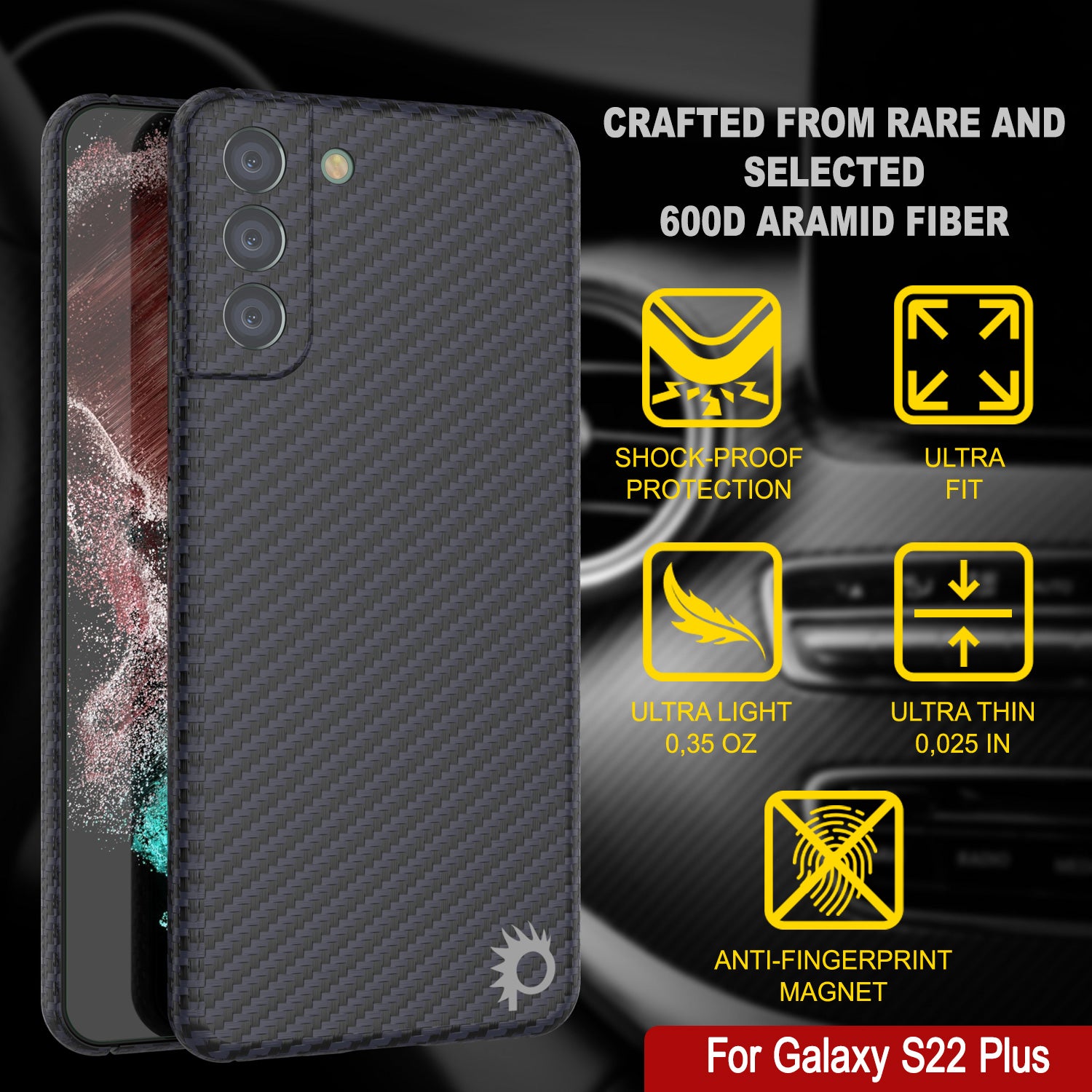 Punkcase S22+ Plus Carbon Fiber Case [AramidShield Series] Ultra Slim & Light Kevlar