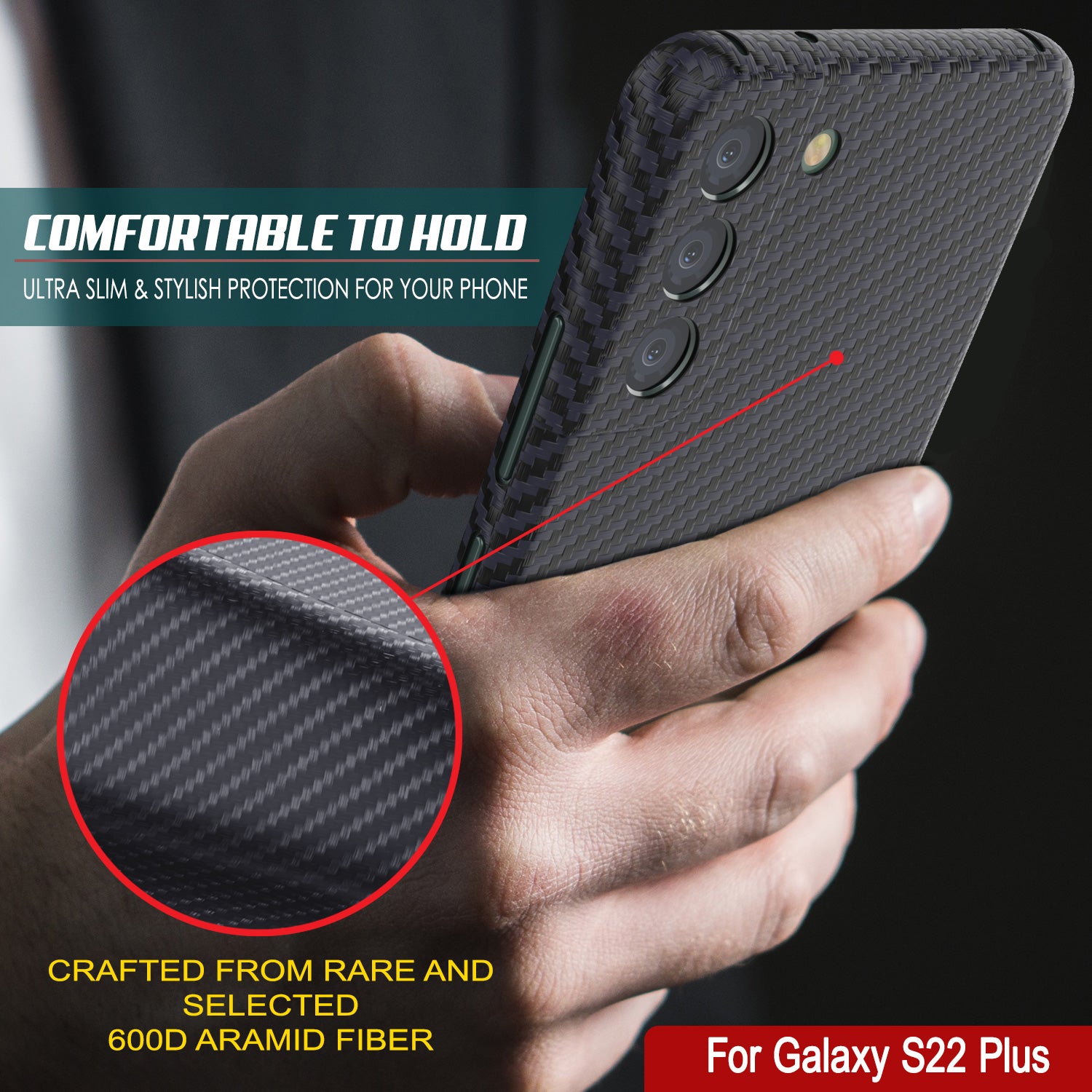 Punkcase S22+ Plus Carbon Fiber Case [AramidShield Series] Ultra Slim & Light Kevlar