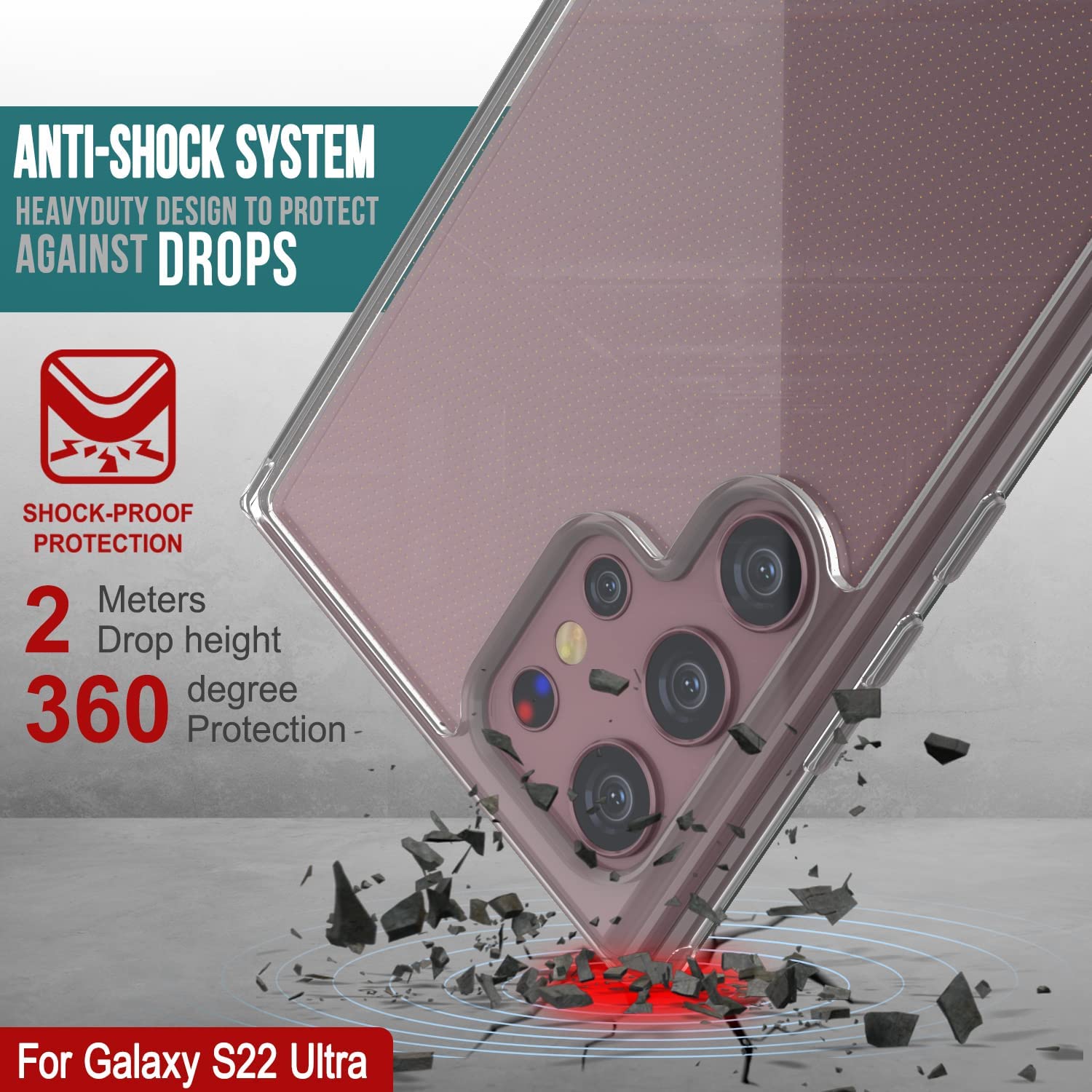 Punkcase for Galaxy S22 Ultra Case [Lucid 2.0 Series] [Slim Fit] [Clear Back]  W/PunkShield Screen Protector