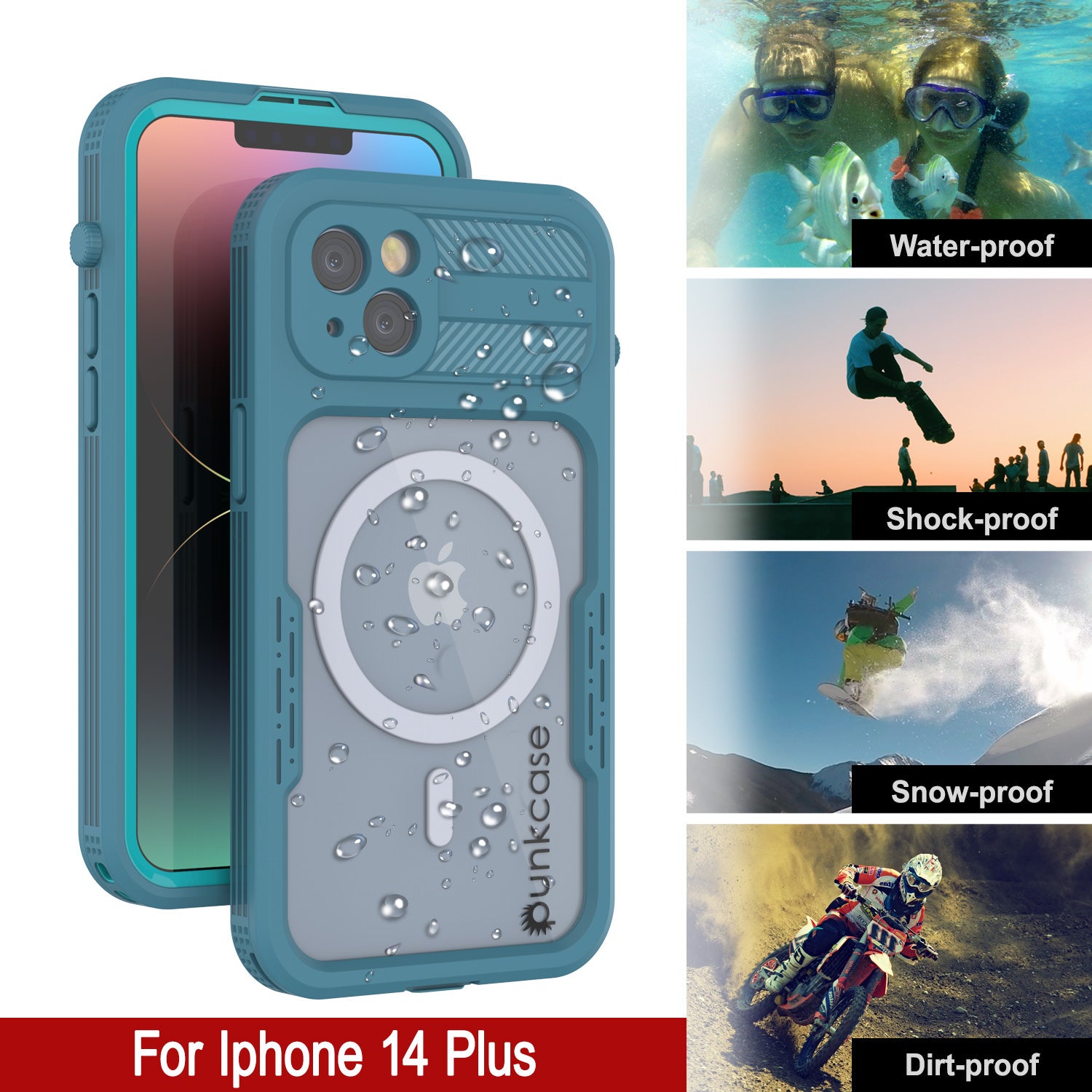 iPhone 14 Plus Waterproof Case [Alpine 2.0 Series] [Slim Fit] [IP68 Certified] [Shockproof] [Blue]