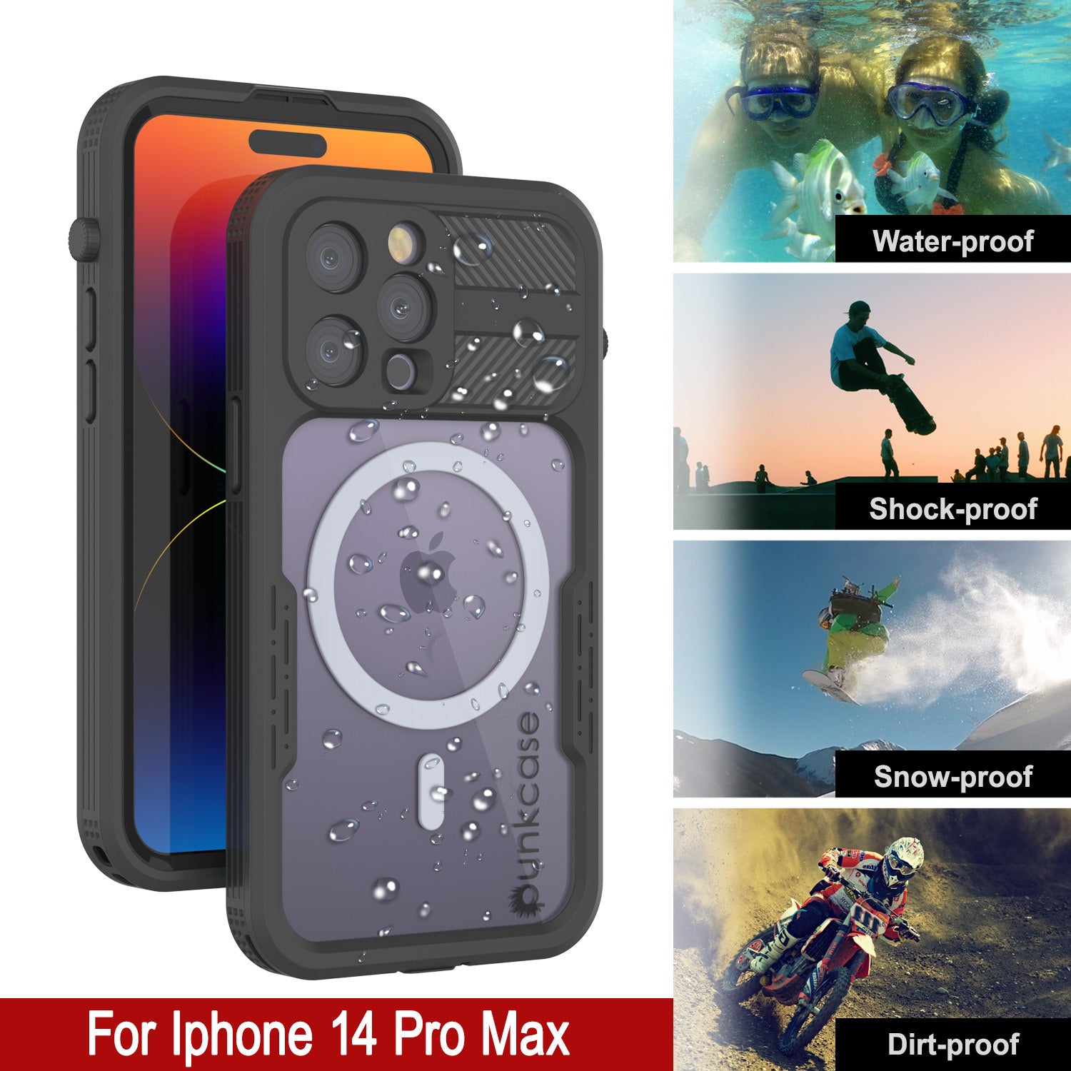 iPhone 14 Pro Max Waterproof Case [Alpine 2.0 Series] [Slim Fit] [IP68 Certified] [Shockproof] [Black]