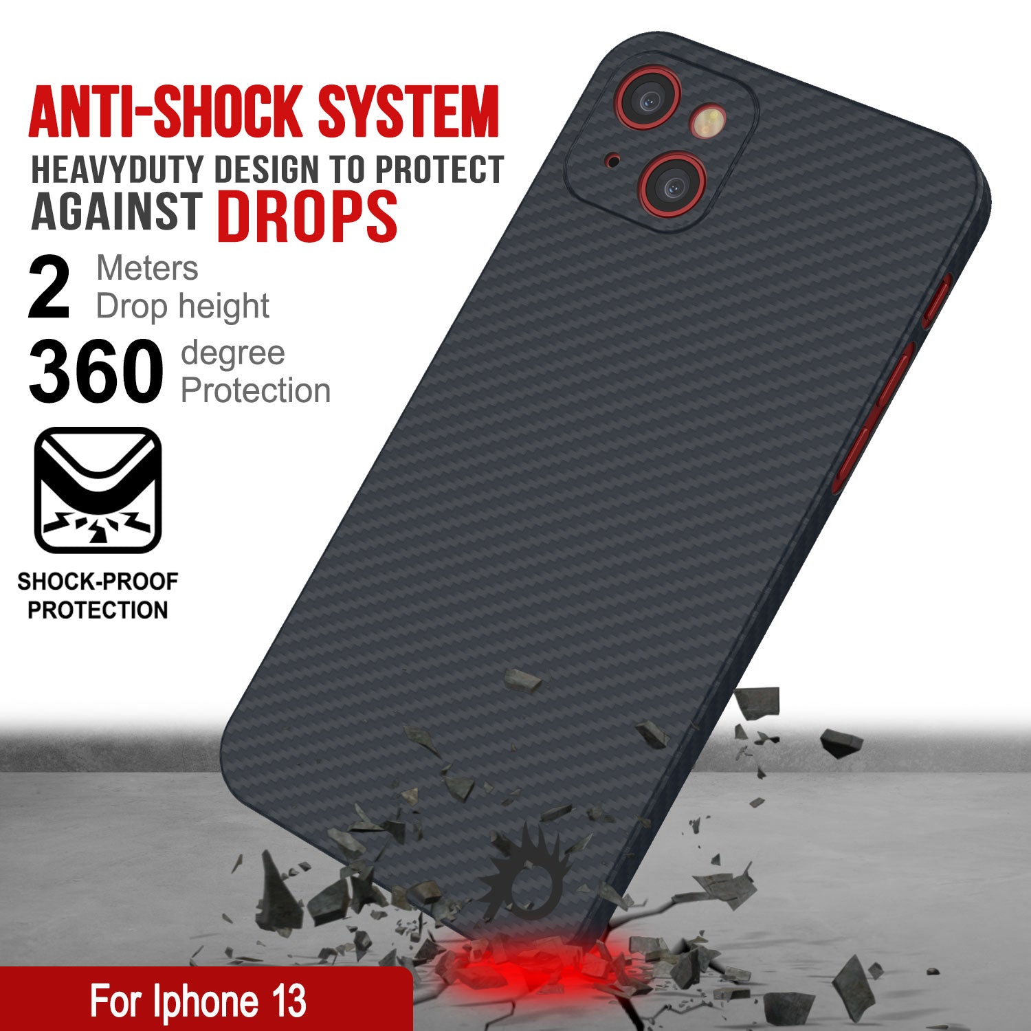 Punkcase iPhone 13 Carbon Fiber Case [AramidShield Series] Ultra Slim & Light Kevlar