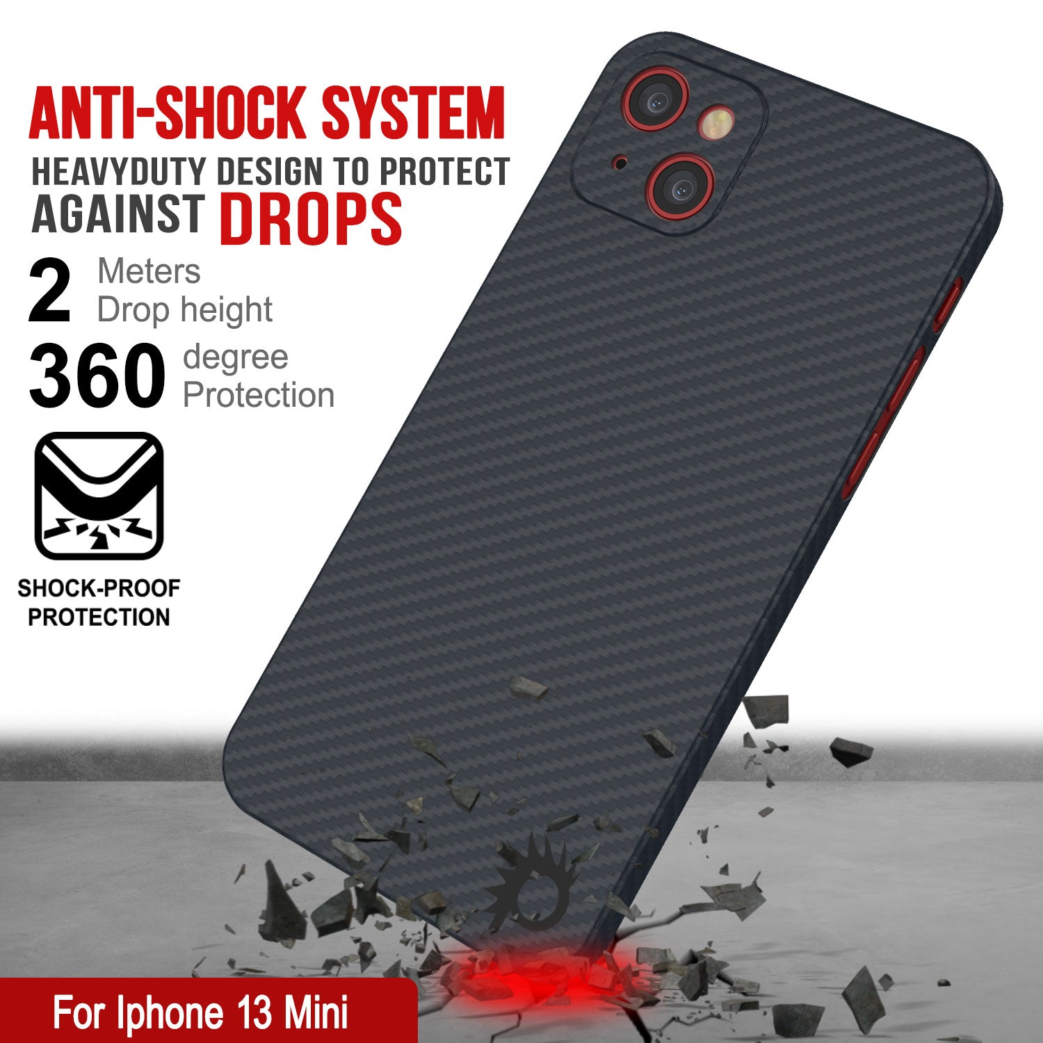 Punkcase iPhone 13 Mini Carbon Fiber Case [AramidShield Series] Ultra Slim & Light Kevlar