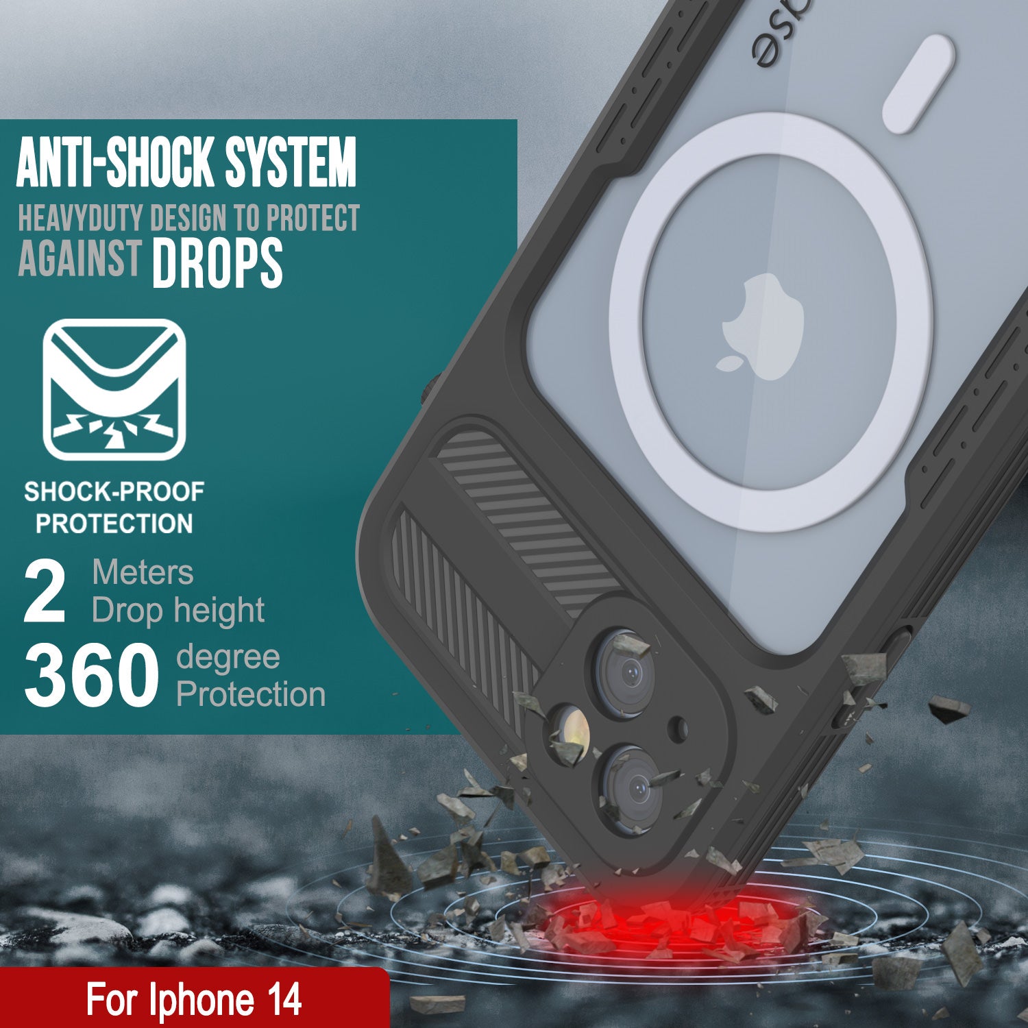 iPhone 14 Waterproof Case [Alpine 2.0 Series] [Slim Fit] [IP68 Certified] [Shockproof] [Black]