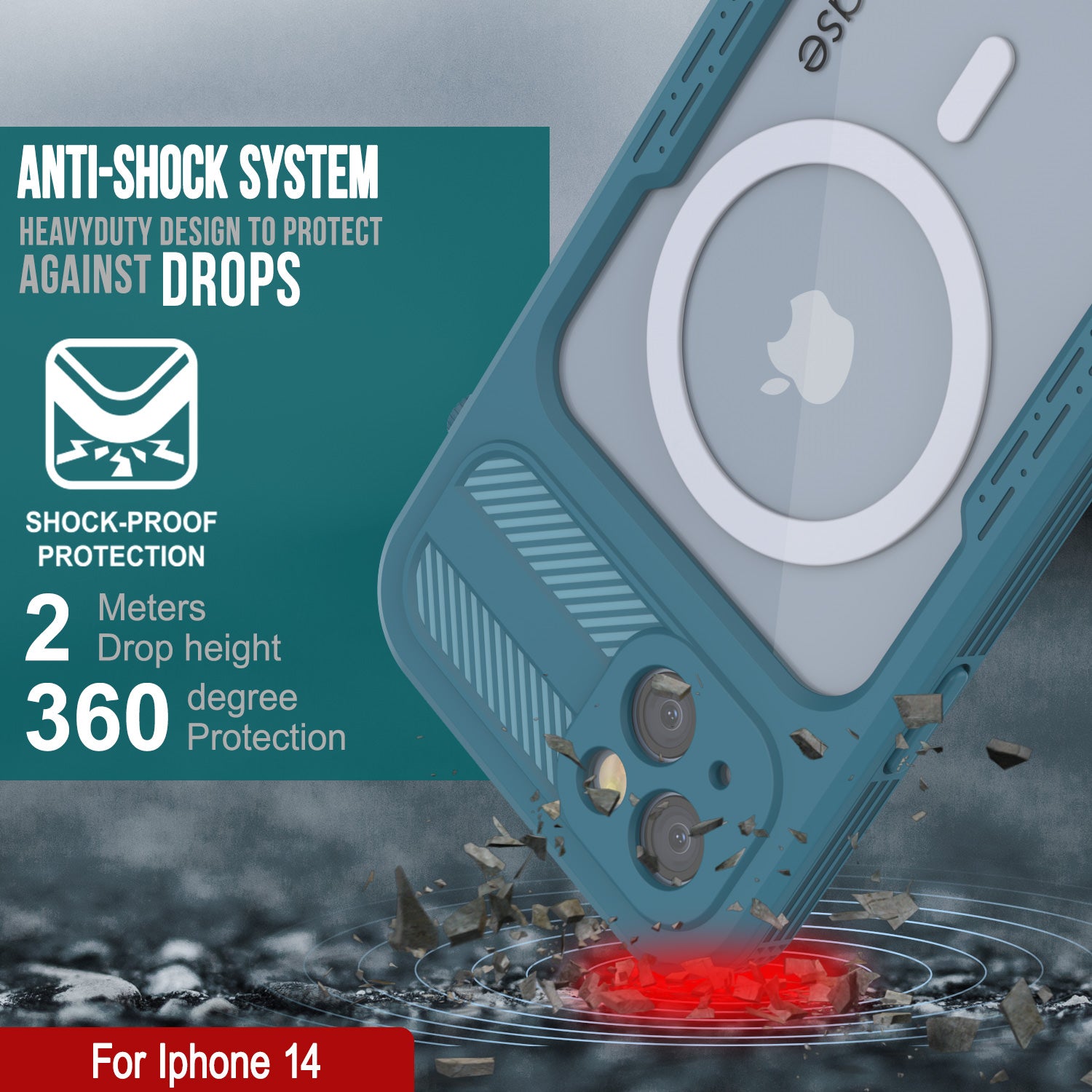iPhone 14 Waterproof Case [Alpine 2.0 Series] [Slim Fit] [IP68 Certified] [Shockproof] [Blue]