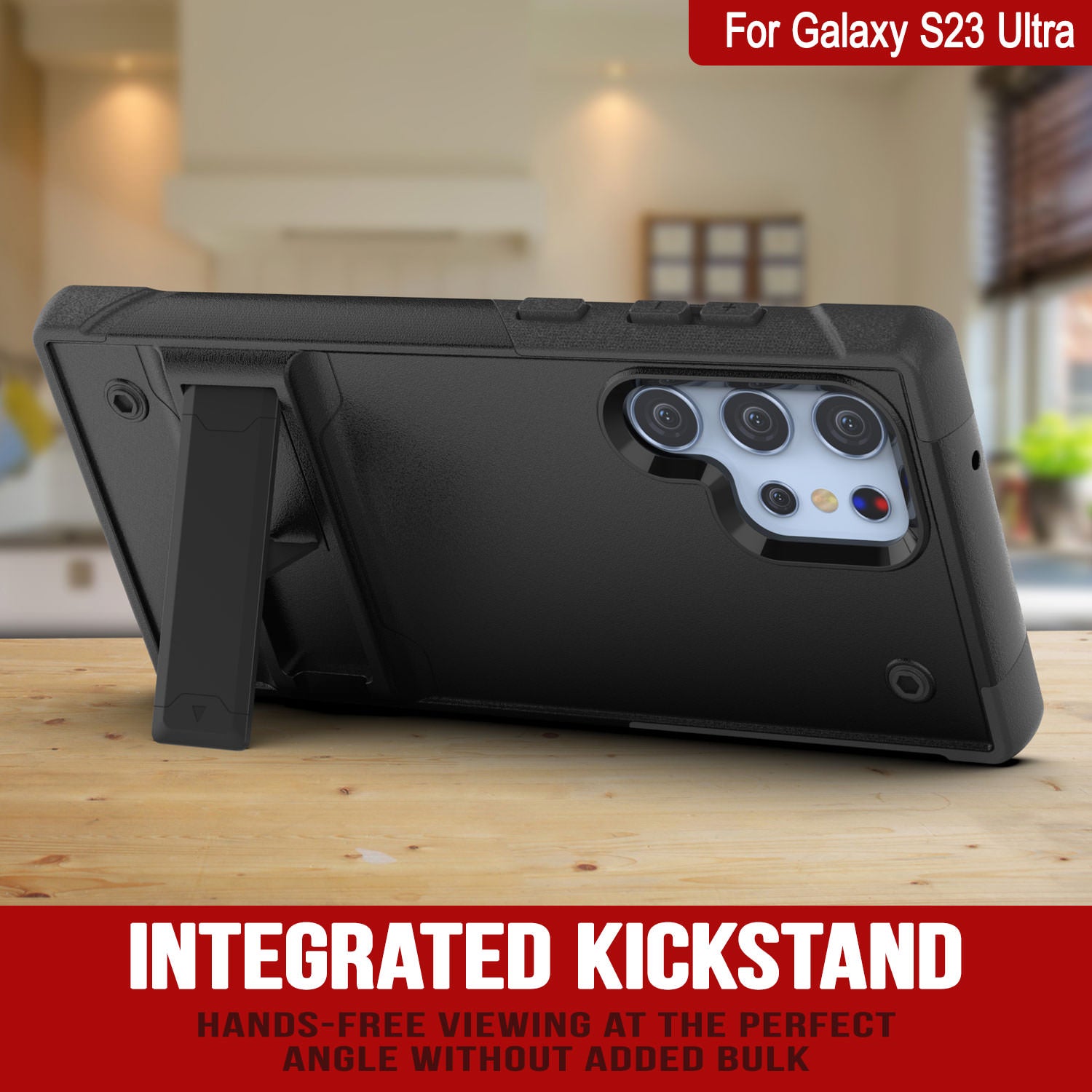 Punkcase Galaxy S24 Ultra Case [Reliance Series] Protective Hybrid Military Grade Cover W/Built-in Kickstand [Black]