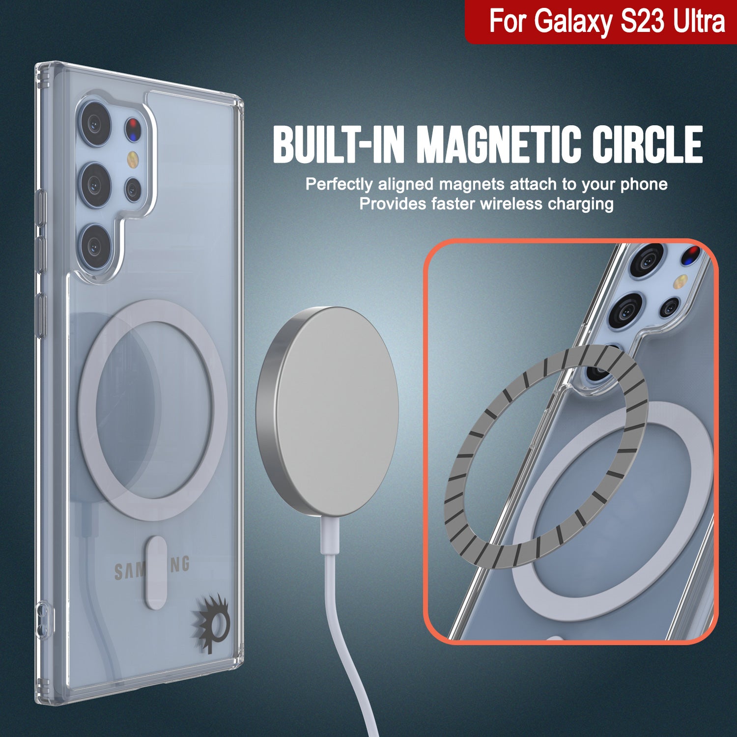 Punkcase Galaxy S23 Ultra Magnetic Wireless Charging Case [ClearMag Series]