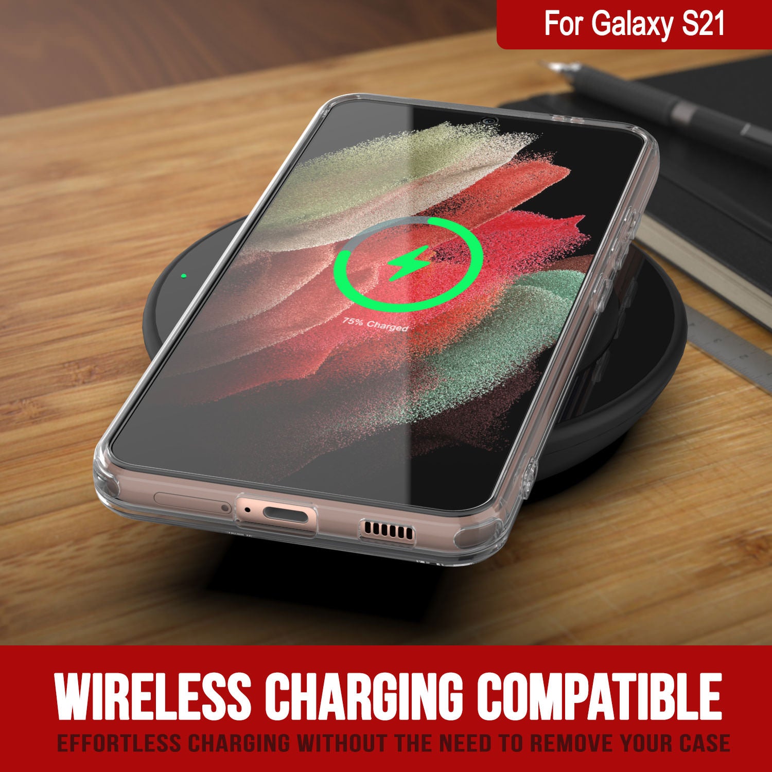 Punkcase Galaxy S21 Case with Kickstand [Crystal Kickstand Series] [Slim Fit]