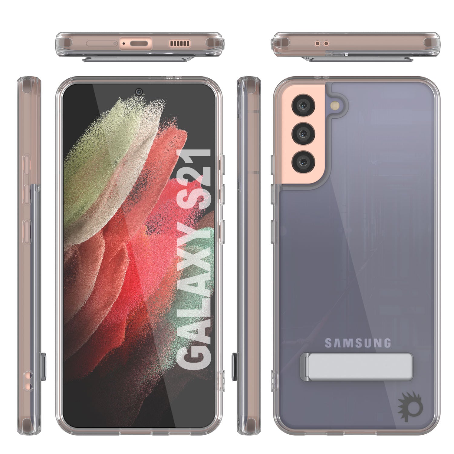 Punkcase Galaxy S21 Case with Kickstand [Crystal Kickstand Series] [Slim Fit]