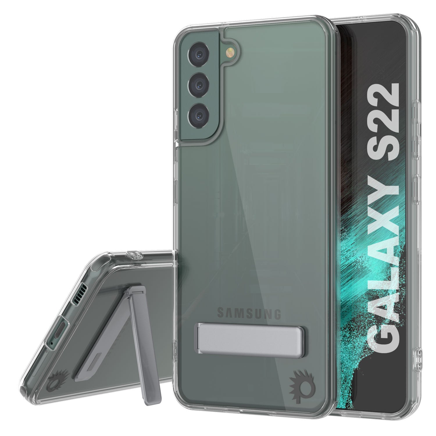 Punkcase Galaxy S22 Case with Kickstand [Crystal Kickstand Series] [Slim Fit]